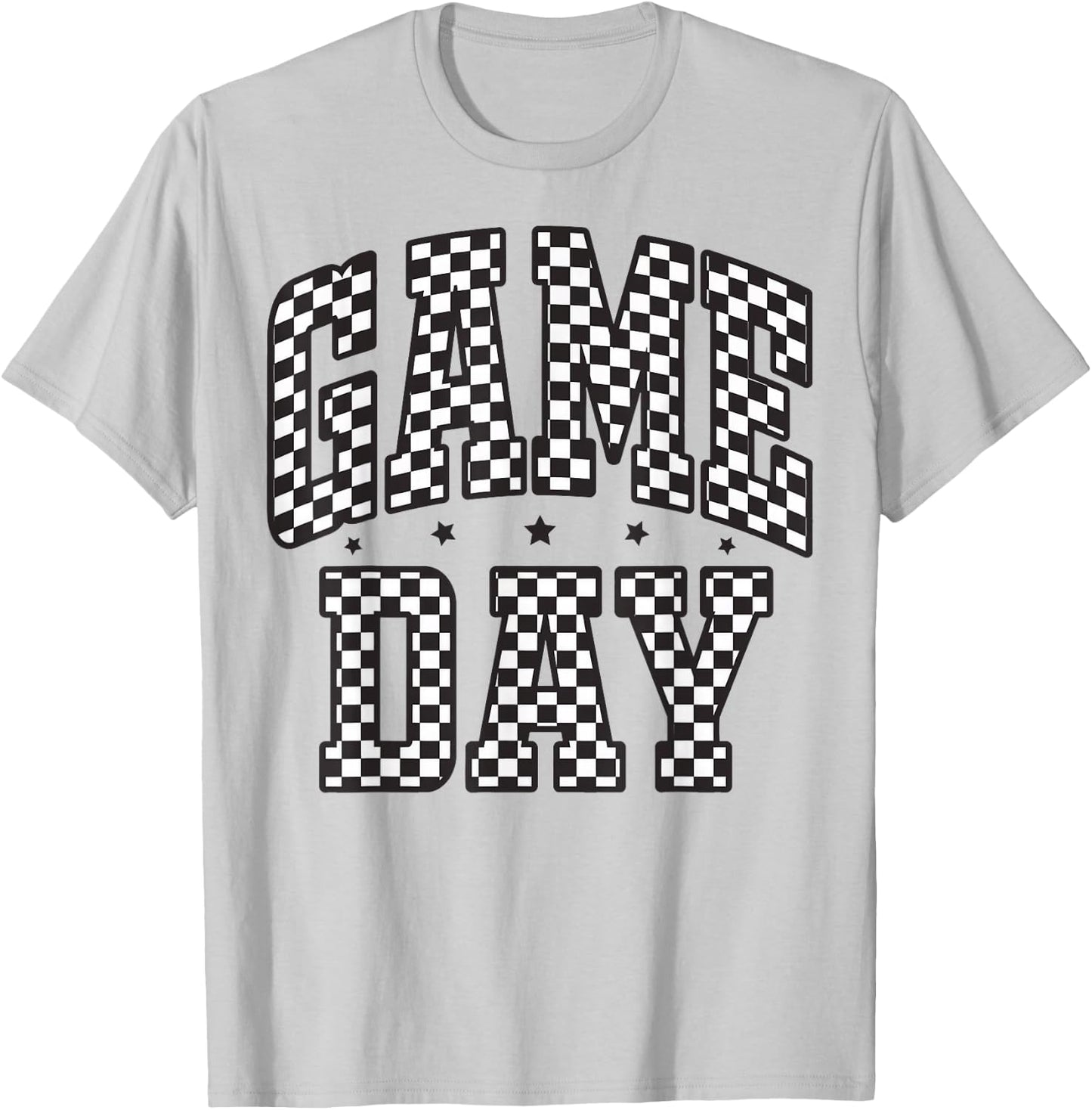 Funny Checkered Game Day Football Black White Gift Women T-Shirt - T-Shirt | Ash