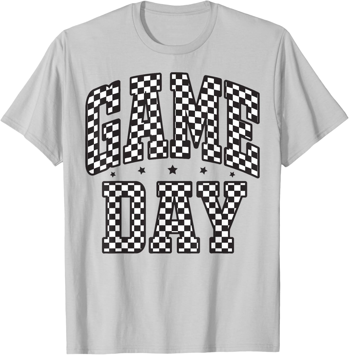 Funny Checkered Game Day Football Black White Gift Women T-Shirt - T-Shirt | Ash