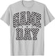Funny Checkered Game Day Football Black White Gift Women T-Shirt - T-Shirt | Ash