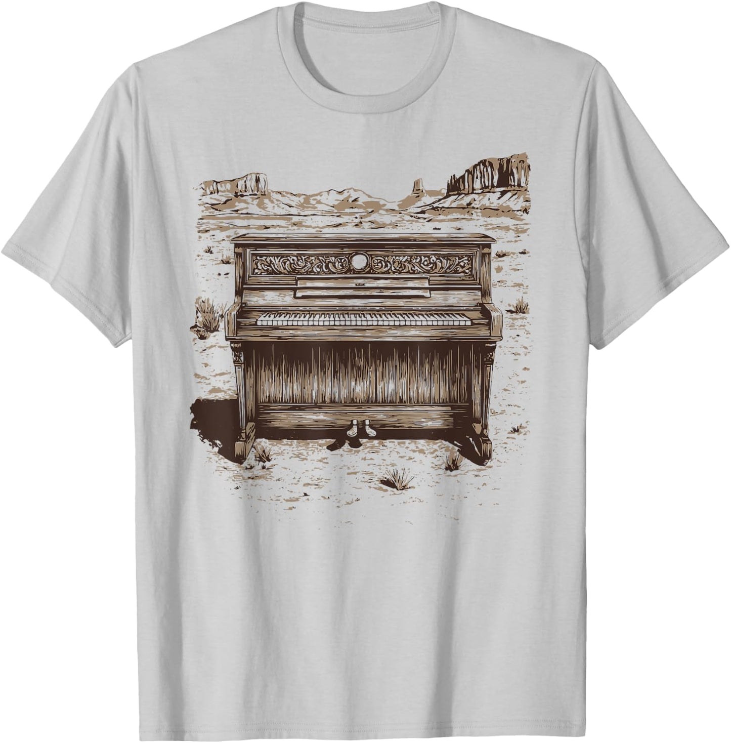 Vintage Western Piano Player - Piano Shirt - Piano T-Shirt - T-Shirt | Ash