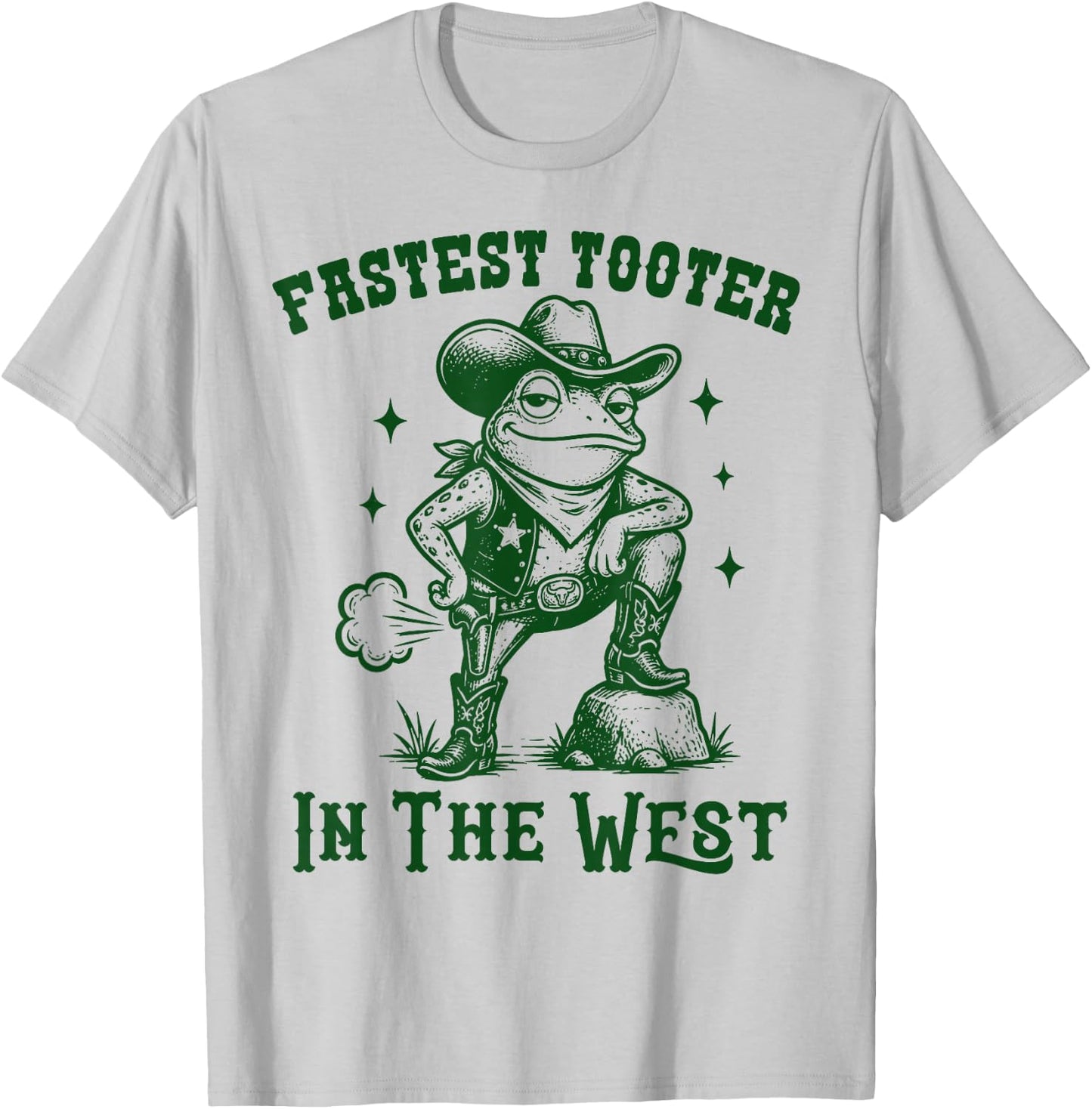 Fastest Toot in West Frog Funny Cowboy Western Fart Funny T-Shirt - T-Shirt | Ash
