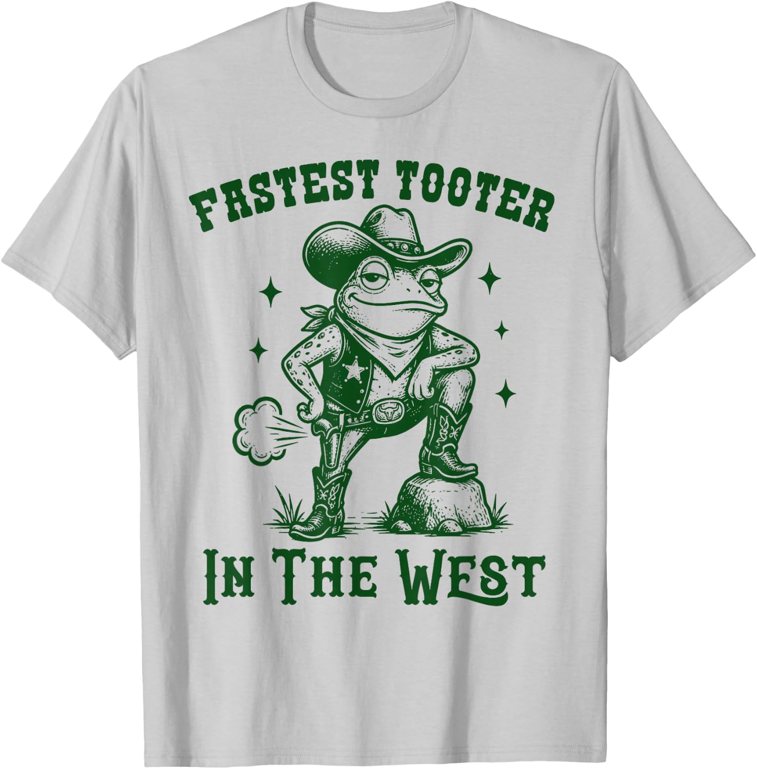 Fastest Toot in West Frog Funny Cowboy Western Fart Funny T-Shirt - T-Shirt | Ash