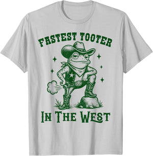 Fastest Toot in West Frog Funny Cowboy Western Fart Funny T-Shirt - T-Shirt | Ash