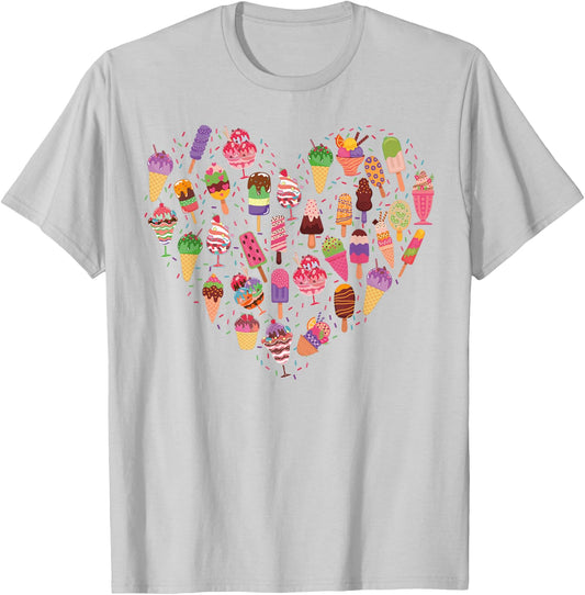 Ice Cream Heart Ice Lolly , White T-Shirt - T-Shirt | Ash