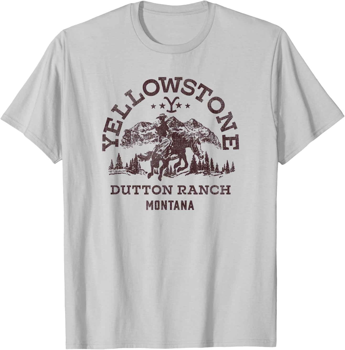 Yellowstone Dutton Ranch Montana Western Cowboy Logo , White T-Shirt - T-Shirt | Ash