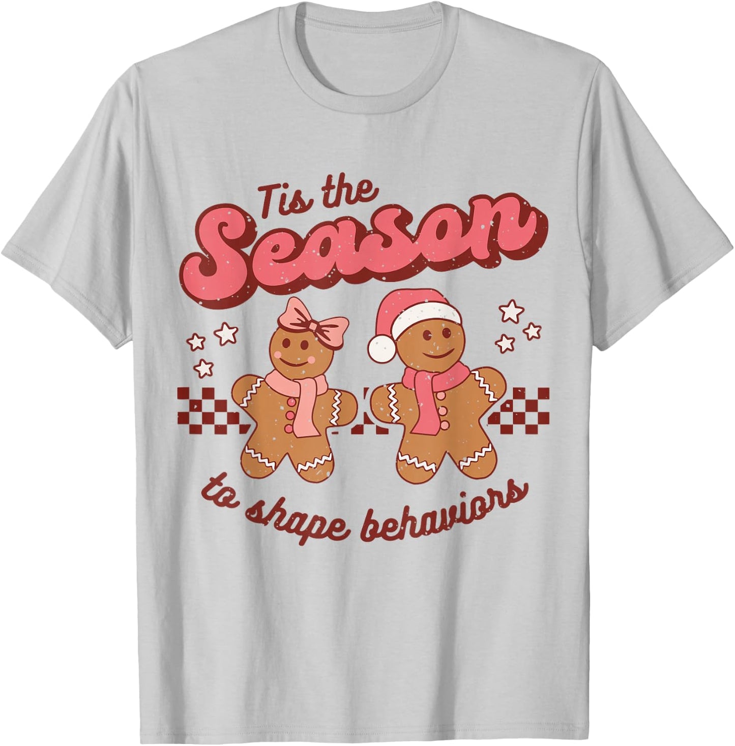 Christmas ABA Behavior Therapy Retro RBT Technician Xmas T-Shirt - T-Shirt | Ash