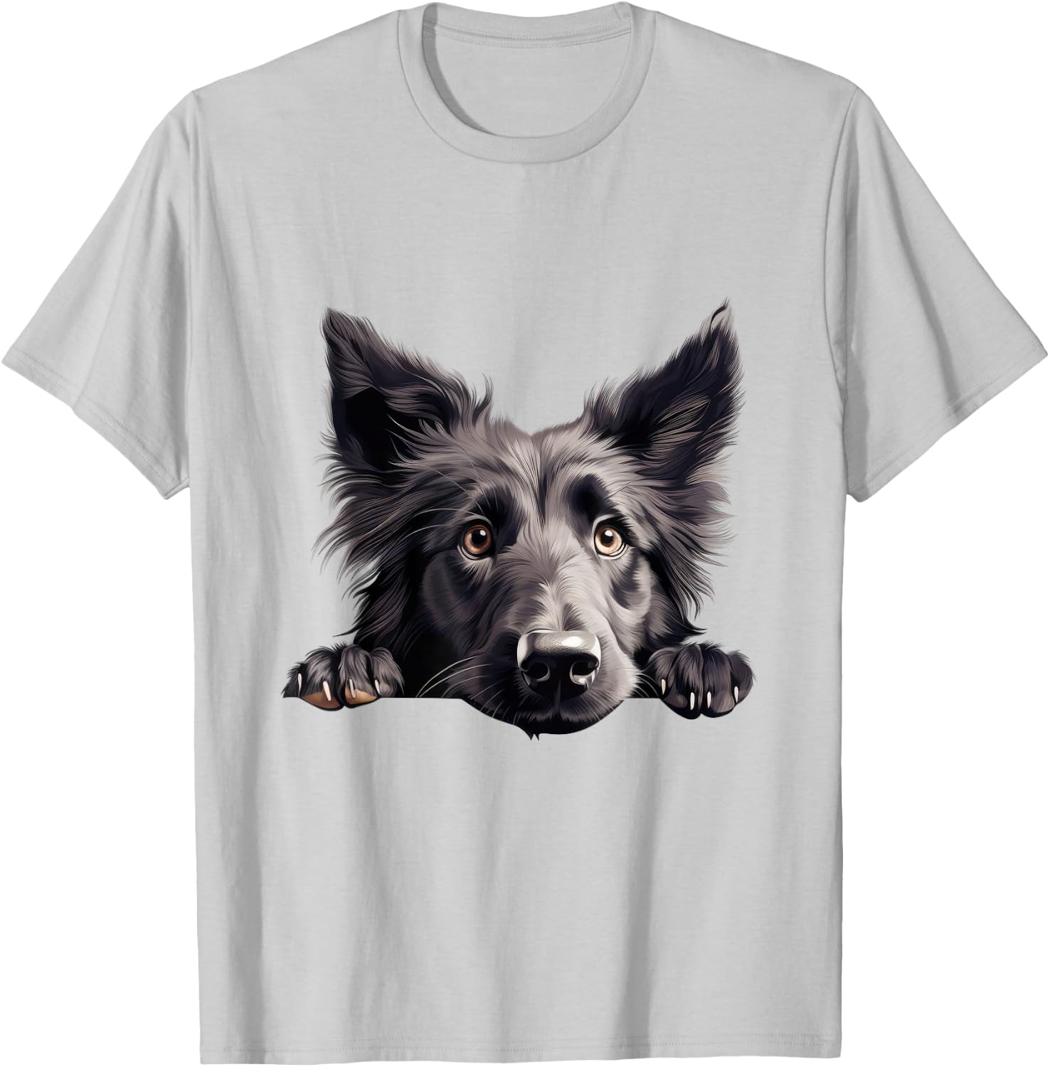Dog Breed Puppy Belgian Sheepdog Looking for Cuddling T-Shirt - T-Shirt | Ash