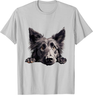 Dog Breed Puppy Belgian Sheepdog Looking for Cuddling T-Shirt - T-Shirt | Ash