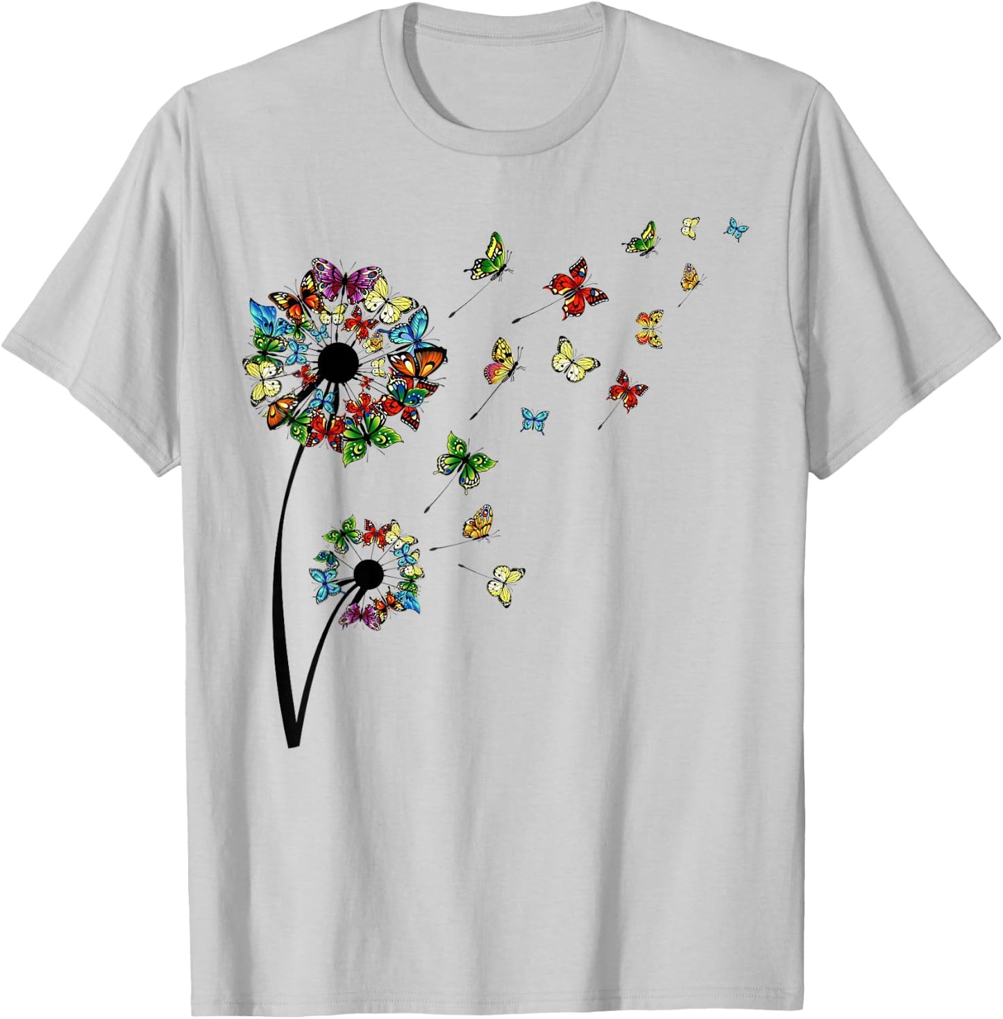Dandelion Butterflies Shirt Cute Girls Butterfly T-Shirt - T-Shirt | Ash