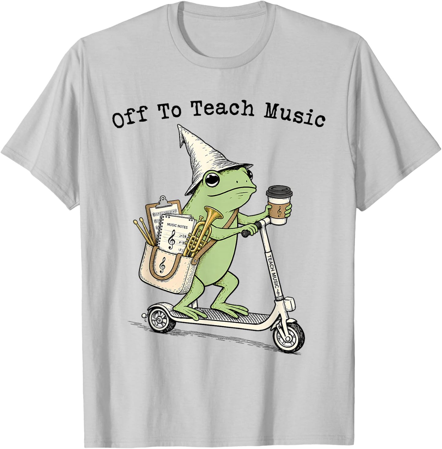 Off to Teach Music Funny Frog Music Teacher Back to School T-Shirt - T-Shirt | Ash