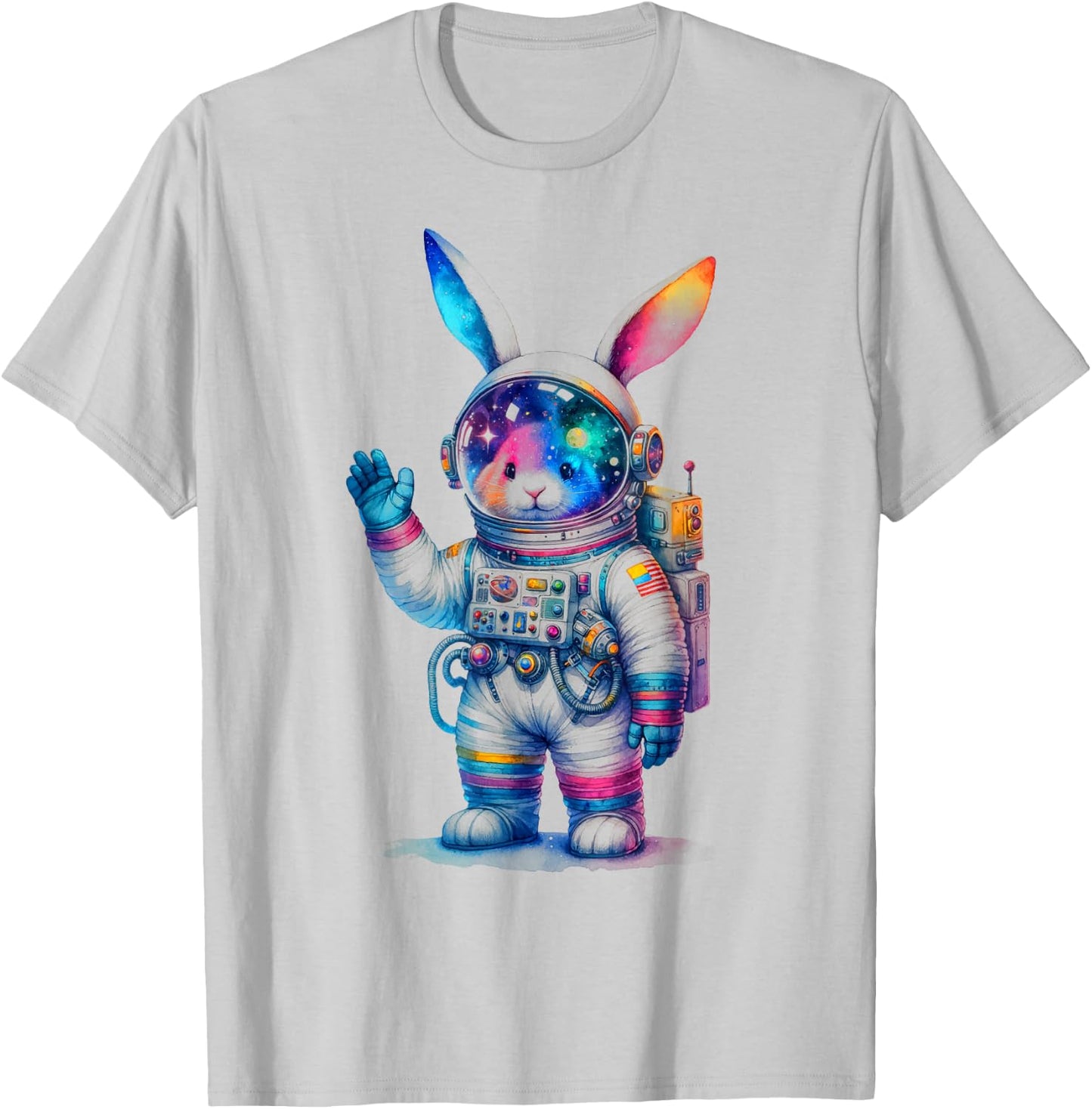 Astronaut Bunny Easter Day Rabbit USA Funny Outer Space T-Shirt - T-Shirt | Ash