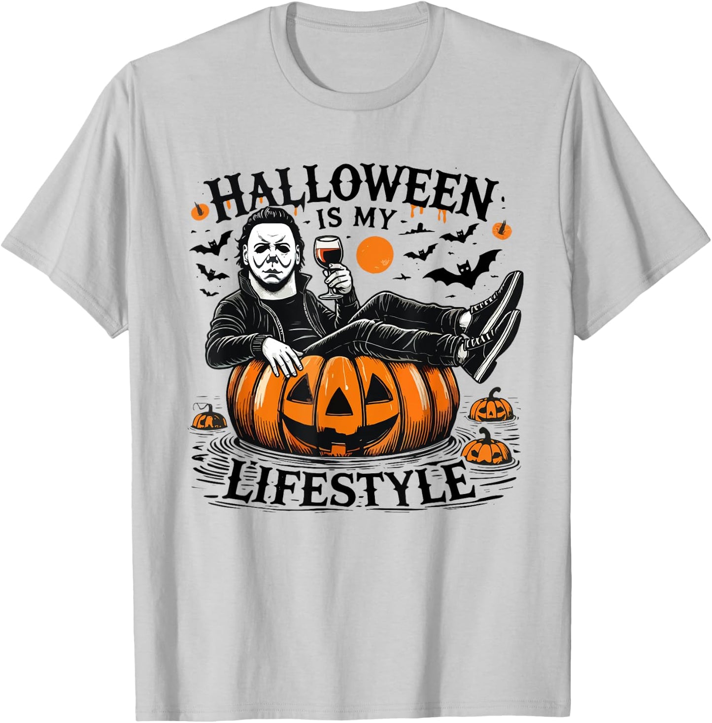 Halloween Is My Lifestyle Halloween Spooky Pumpkin Skeleton T-Shirt - T-Shirt | Ash