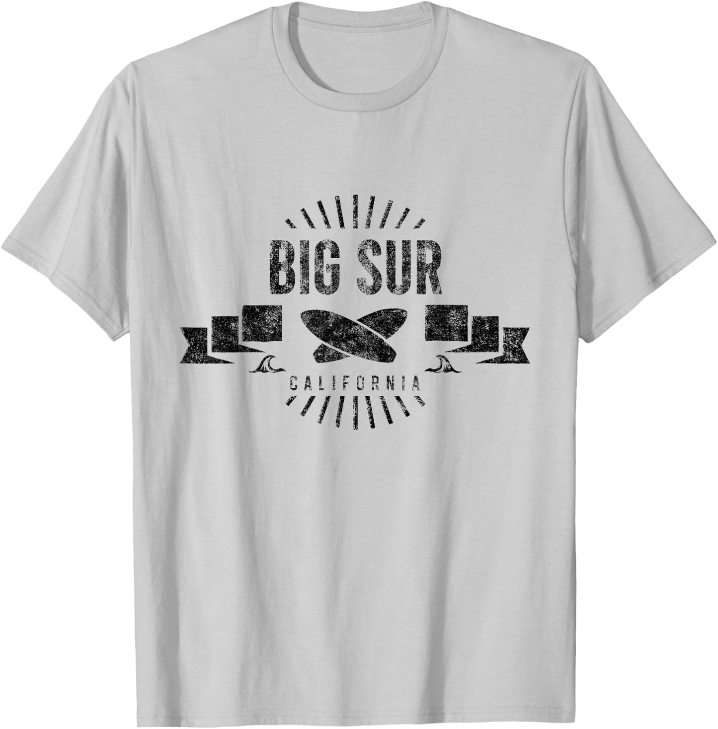 Big Sur Surf Cali Vintage Surfing Beach Retro Surfboard Men Women Girls Kids T-Shirt - T-Shirt | Ash
