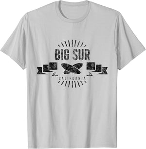 Big Sur Surf Cali Vintage Surfing Beach Retro Surfboard Men Women Girls Kids T-Shirt - T-Shirt | Ash