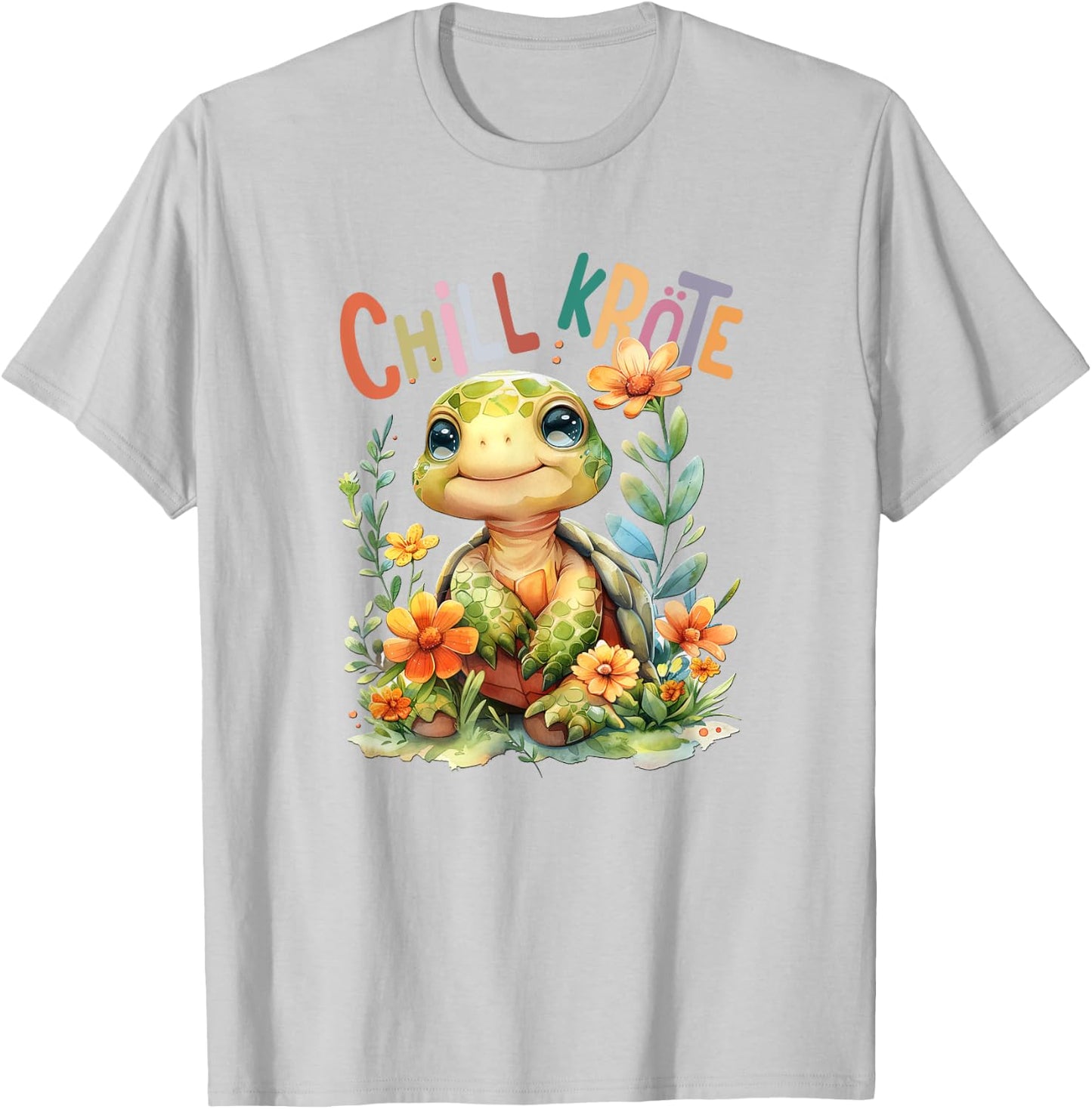 Baby Turtle with Flowers Cute Toad Girl Chill Toad , White T-Shirt - T-Shirt | Ash