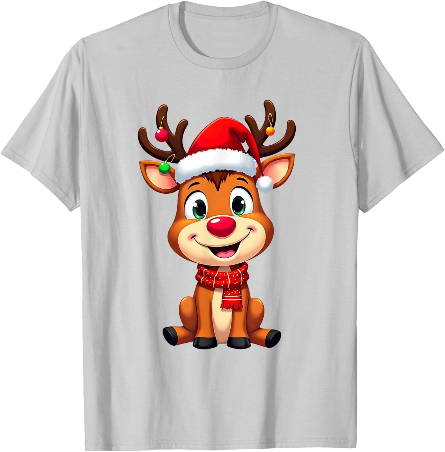 Merry Reindeer Santa Hat and Christmas Lights Boys Clothes , Red, S T-Shirt - T-Shirt | Ash
