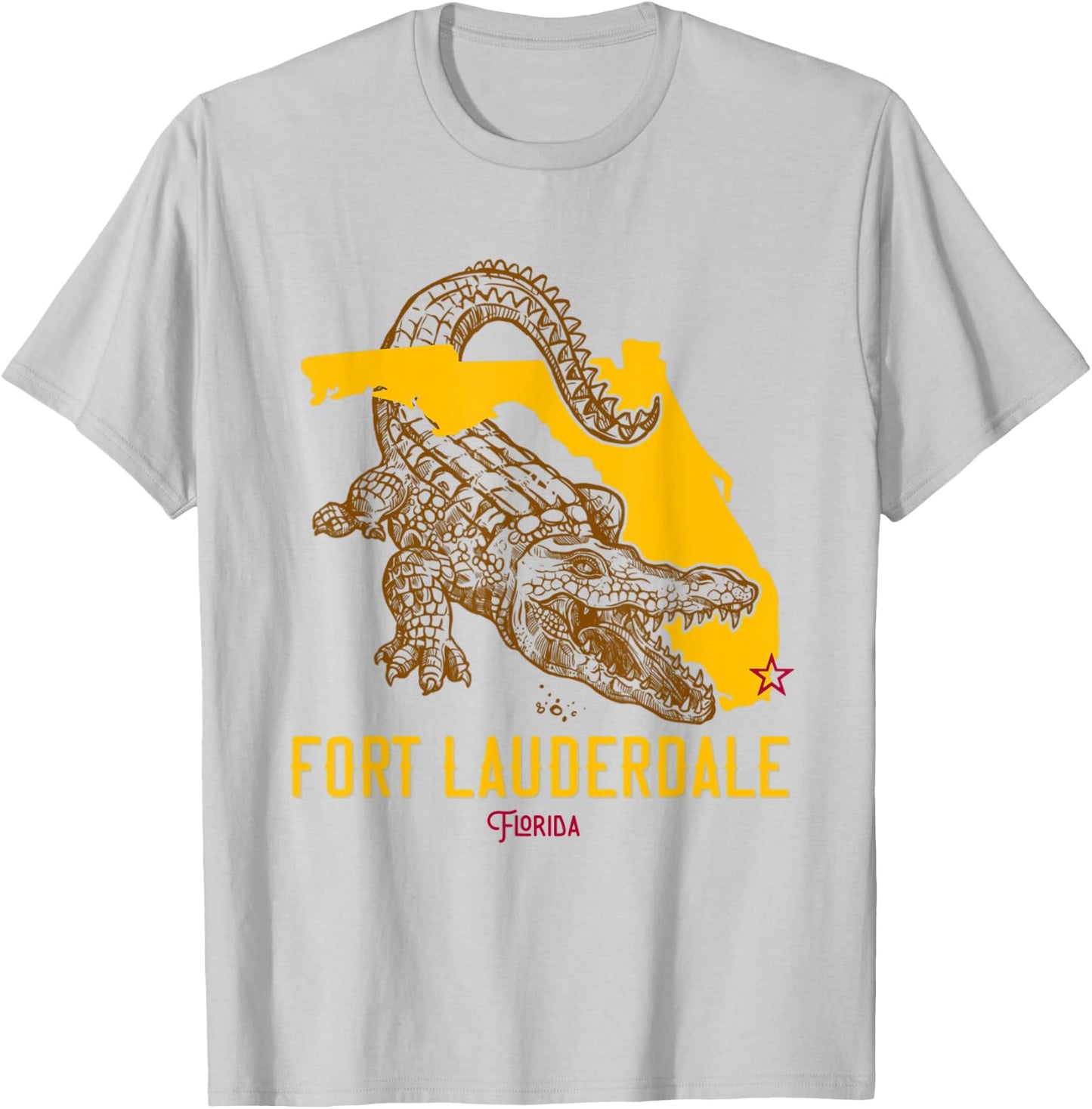 Fort Lauderdale Florida FL Aligator Vacation Surf Sunset T-Shirt - T-Shirt | Ash