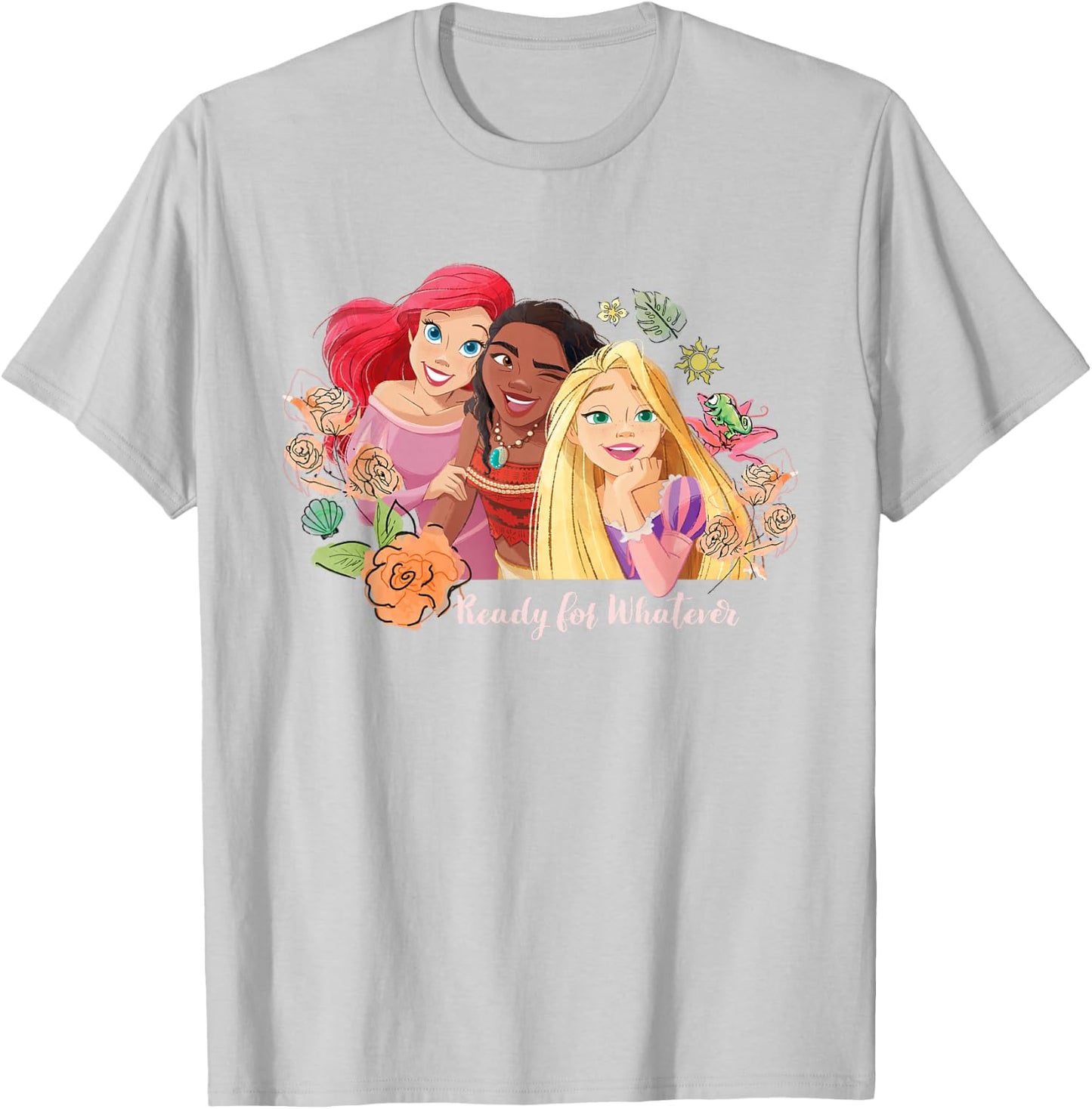 Disney Princess Ariel, Vaiana, Rapunzel Ready For Whatever , gray T-Shirt - T-Shirt | Ash