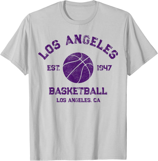 Vintage Los Angeles Basketball Est 1947 Distressed T-Shirt - T-Shirt | Ash