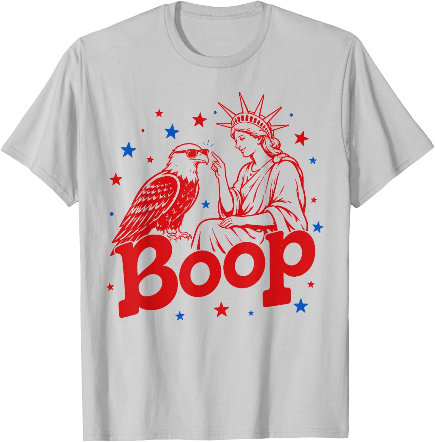 Boop Vintage Girl and Eagle Funny Patriotic Retro Art T-Shirt - T-Shirt | Ash