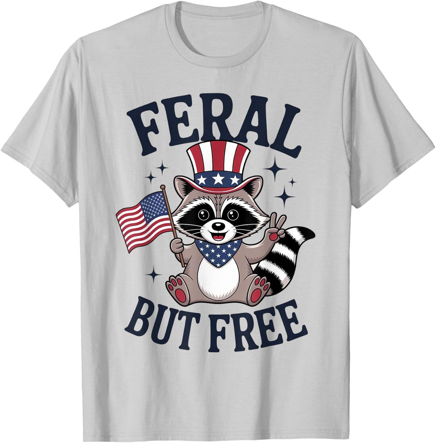 Feral But Free US 4th of July Boys Funny Raccoon Toddler T-Shirt - T-Shirt | Ash