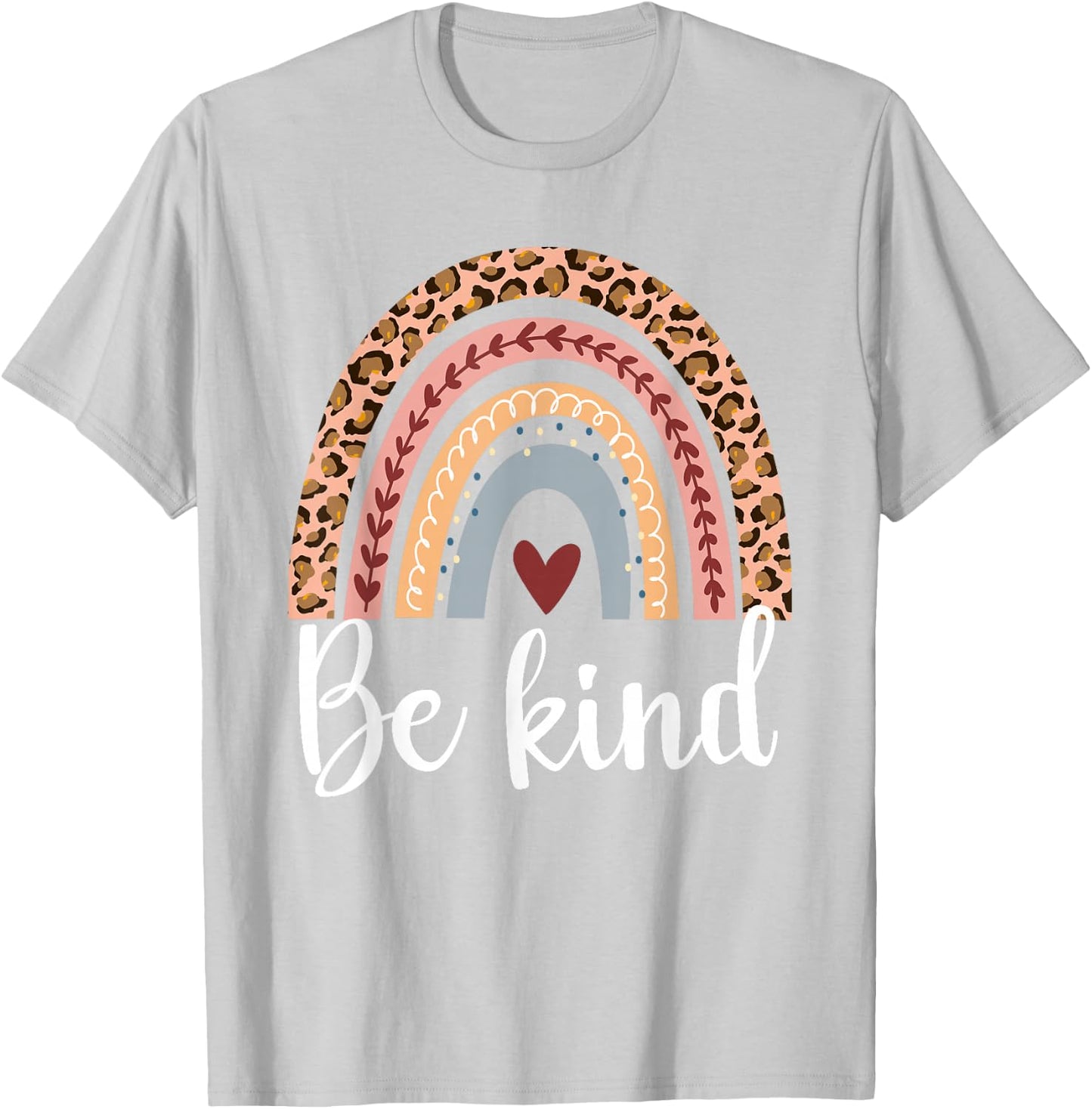 Be kind with leopard rainbow for anti bullying unity day T-Shirt - T-Shirt | Ash