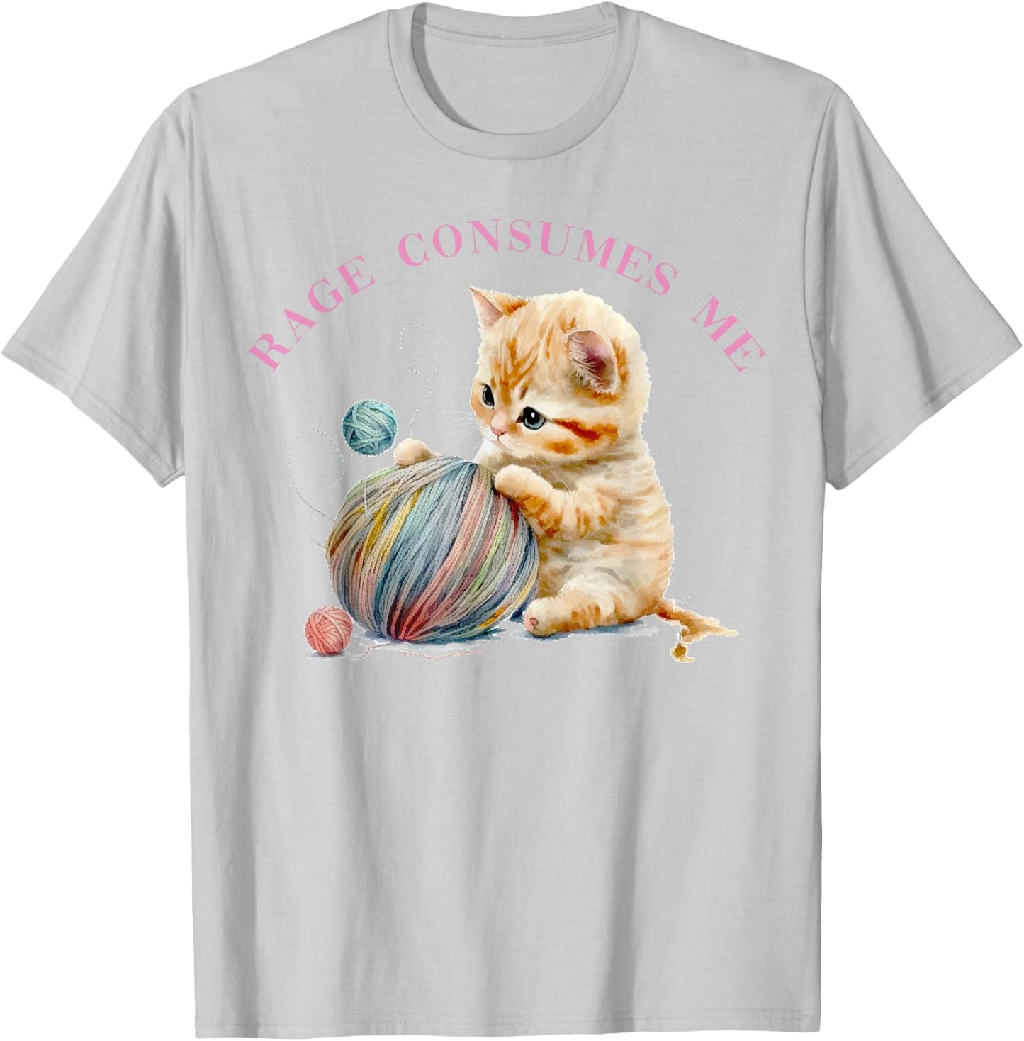 Funny Rage Consumes Me Kitten Cute Cat Meme Mental Health T-Shirt - T-Shirt | Ash