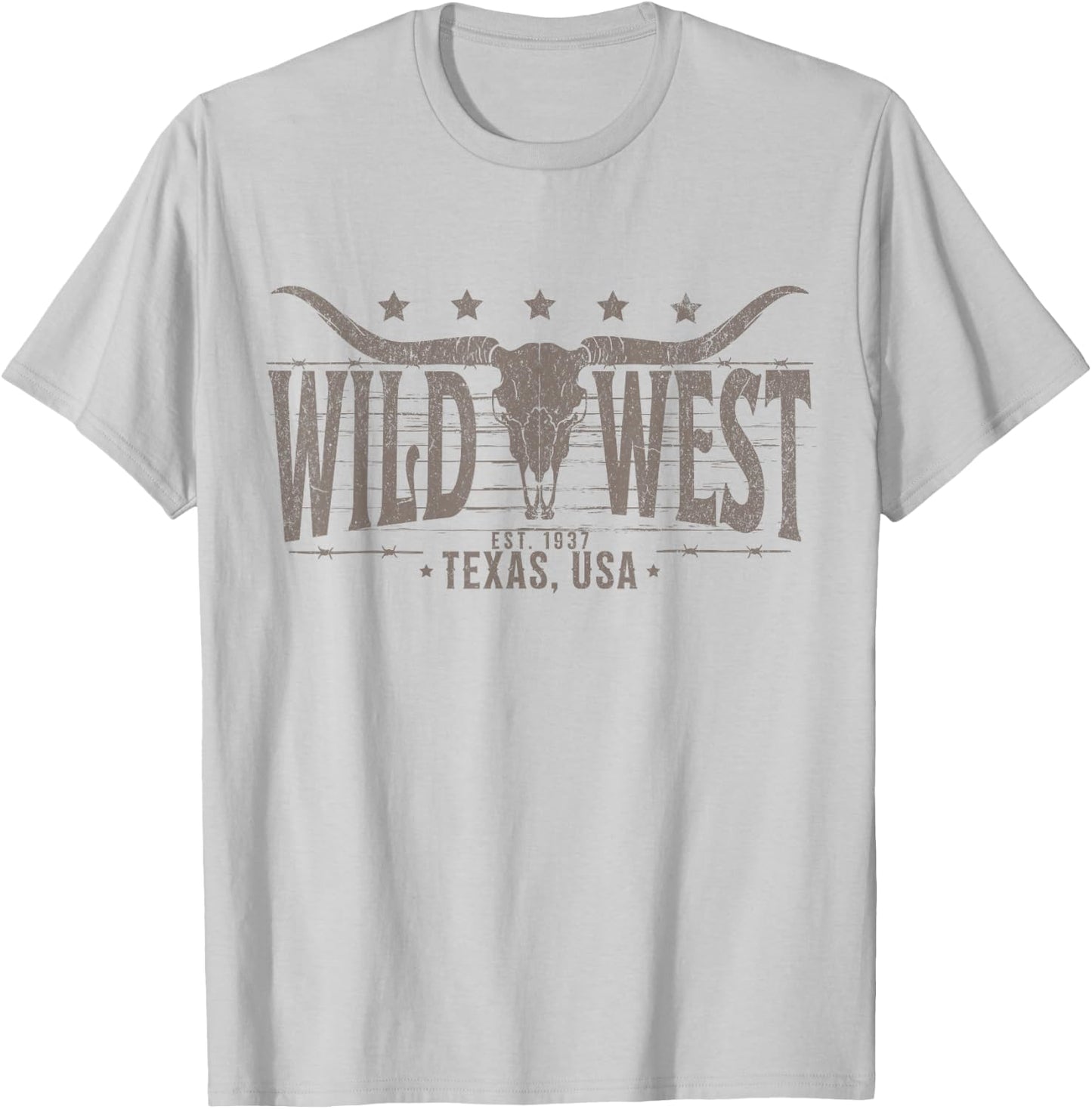 Cow Bull Skull Skull Western Country Music Trip T-Shirt - T-Shirt | Ash