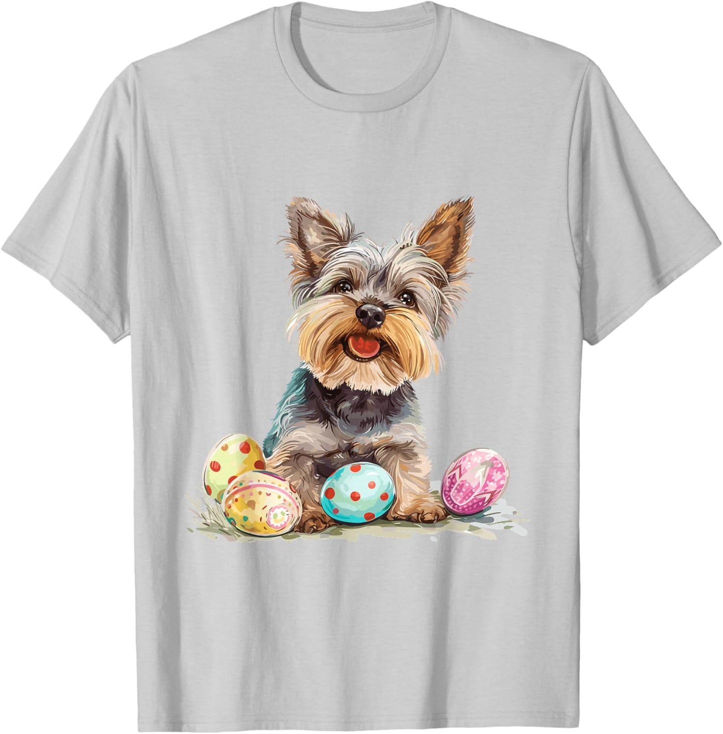 Yorkie Yorkshire Terrier Dog Breed Happy Easter Men Women T-Shirt - T-Shirt | Ash