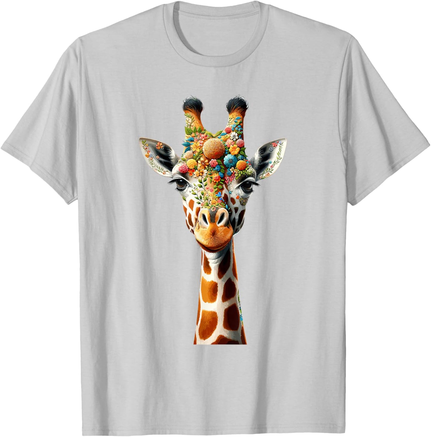 Floral Aesthetic Giraffe Lover Shirt Giraffe T-Shirt - T-Shirt | Ash