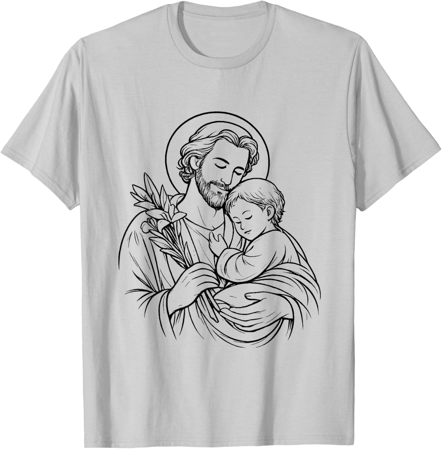 Motif Saint Joseph Catholique Fête des Pères T-Shirt - T-Shirt | Ash