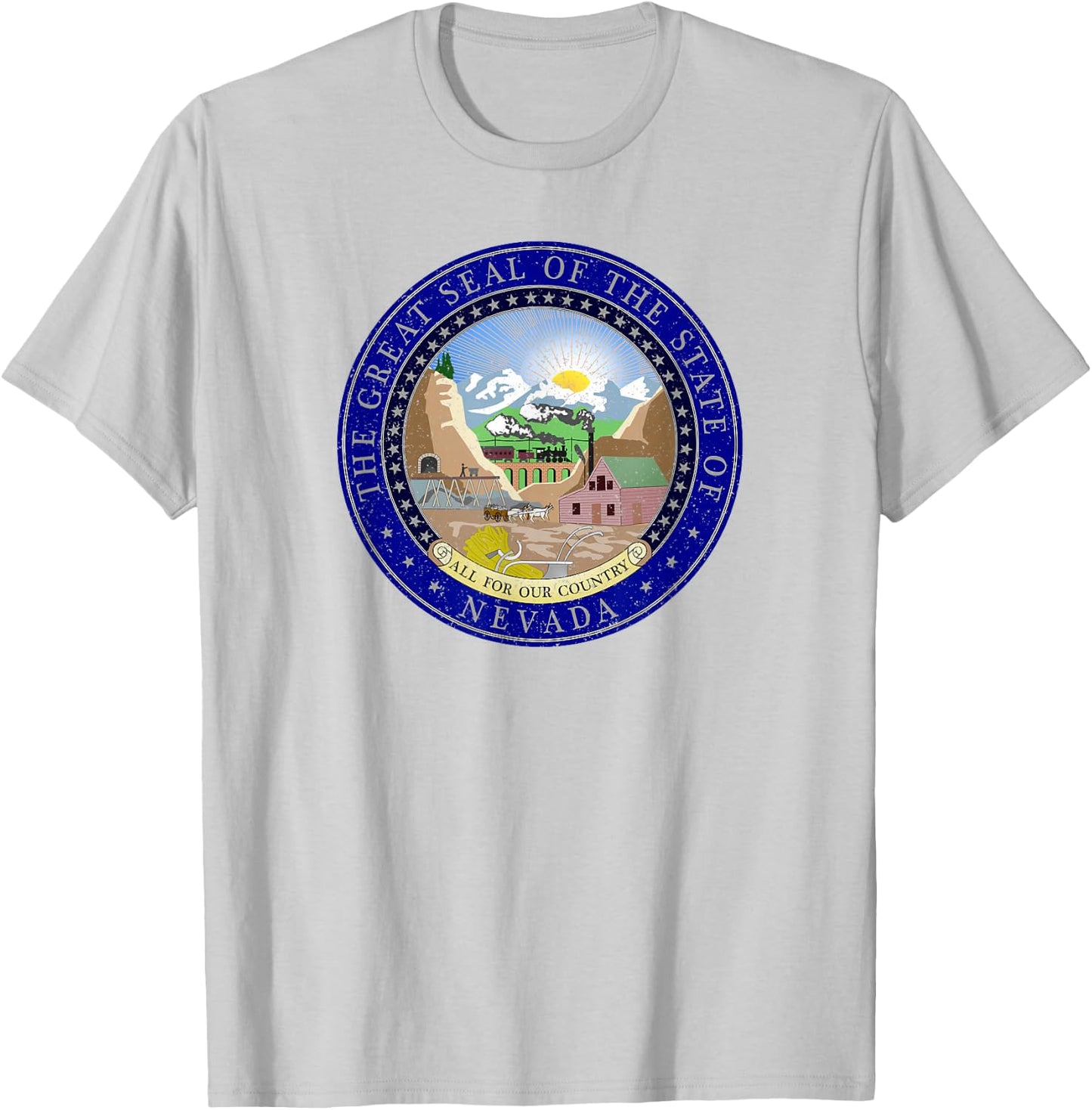 Nevada State Seal Flag Symbol T-Shirt - T-Shirt | Ash