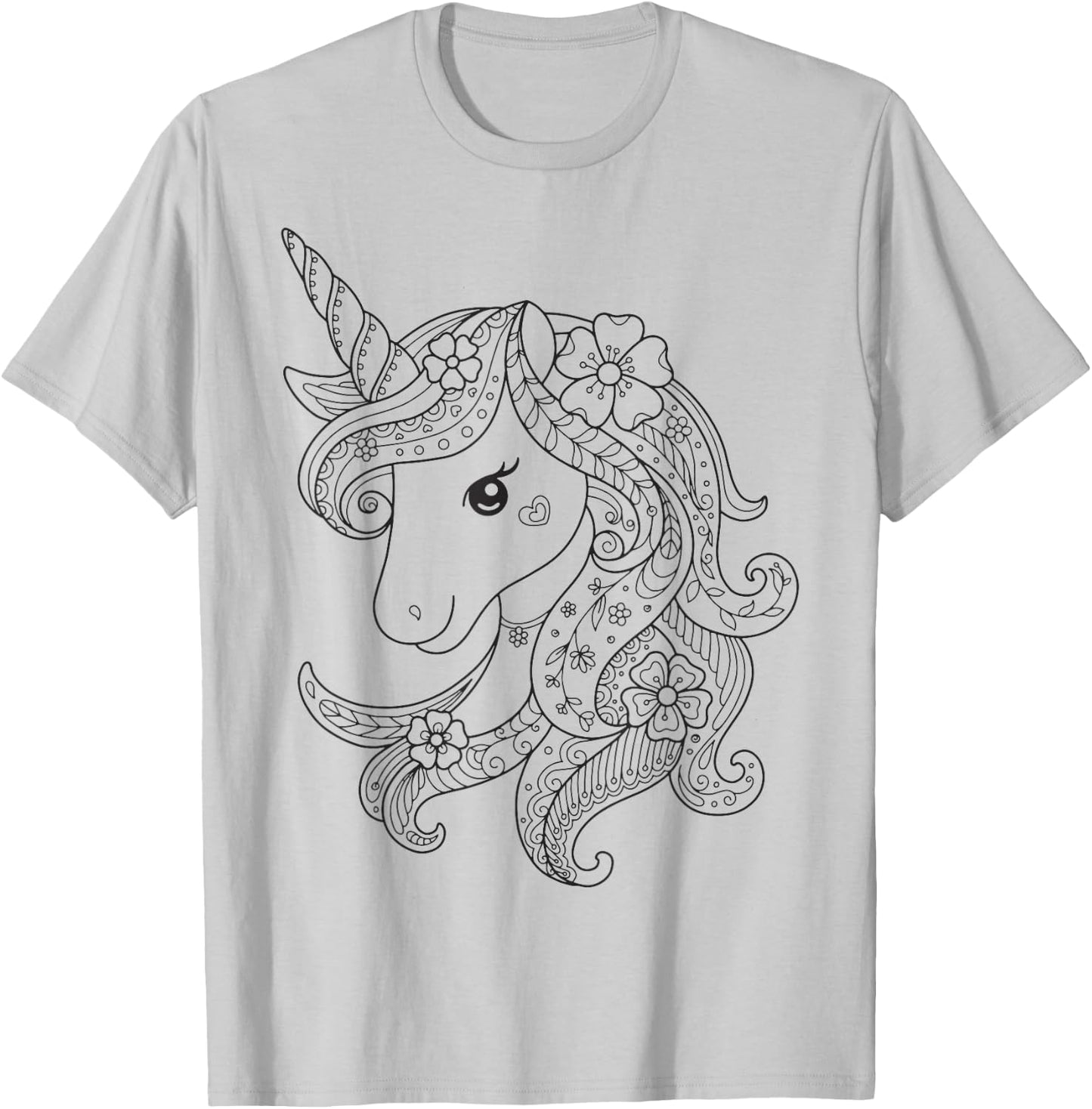 Cute Unicorn to Paint & Colour for Kids , White T-Shirt - T-Shirt | Ash