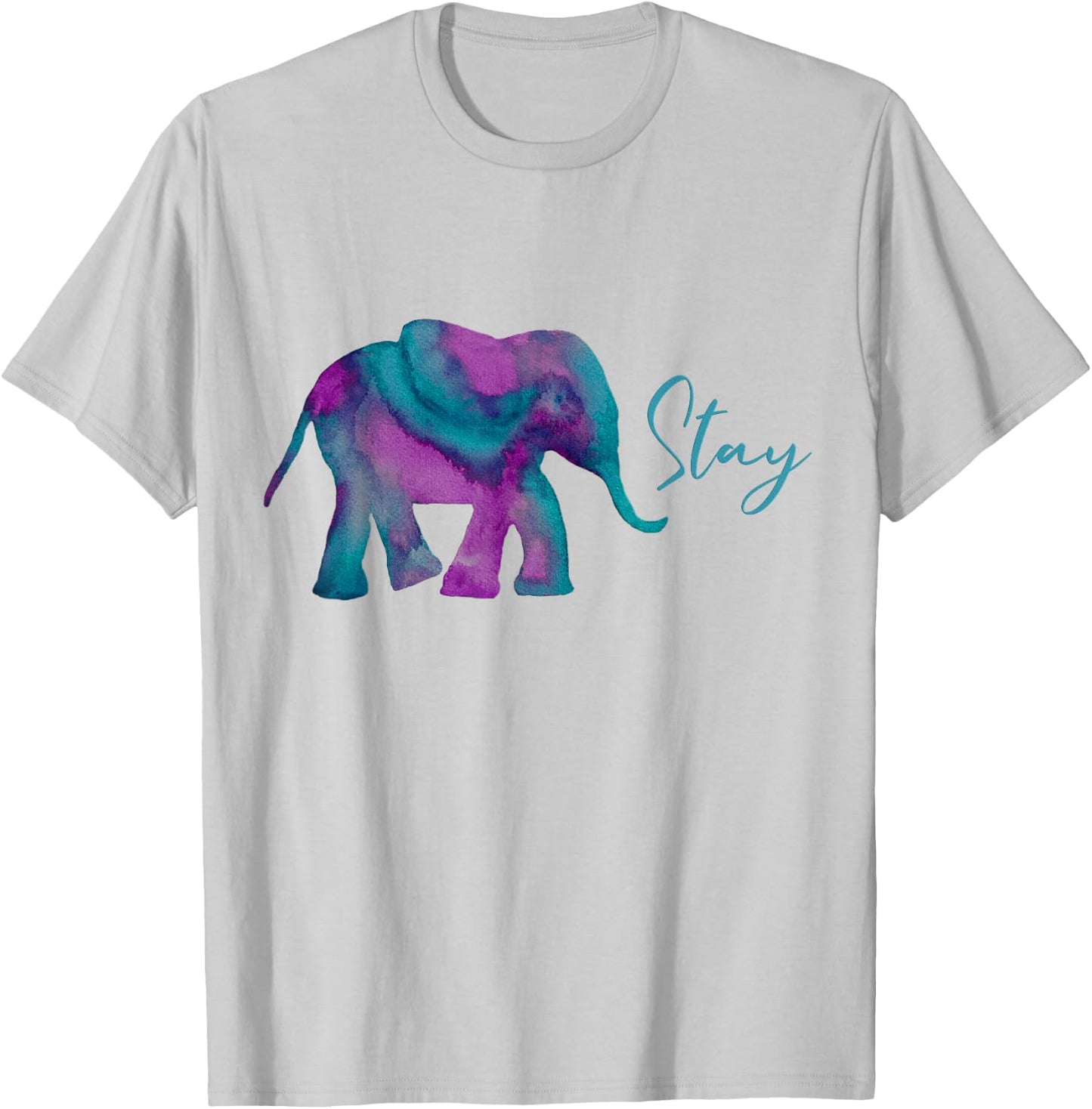 Stay Suicide Prevention Teal Purple Elephant Mental Health T-Shirt - T-Shirt | Ash