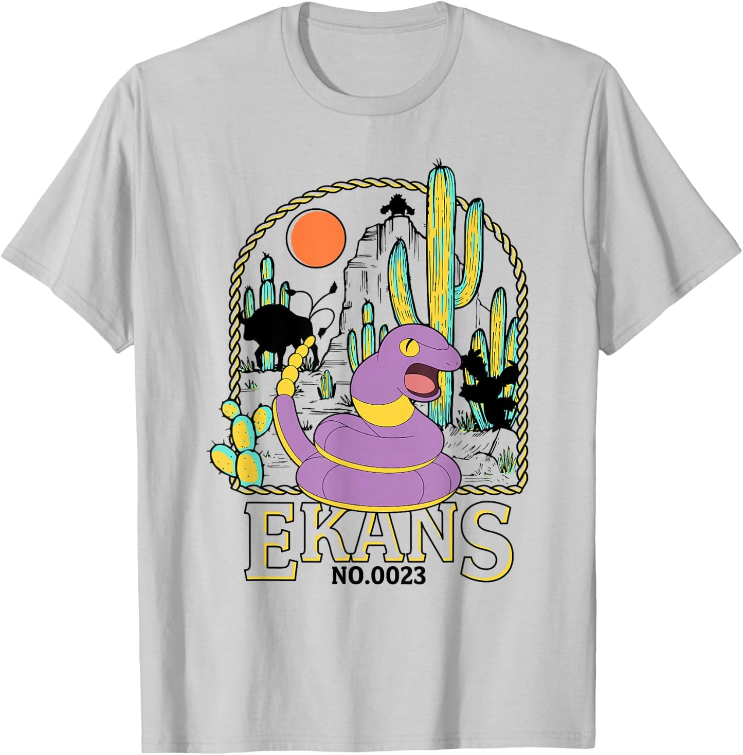 Pokémon Ekans No. 0023 Desert Sun Lasso Frame Portrait T-Shirt - T-Shirt | Ash
