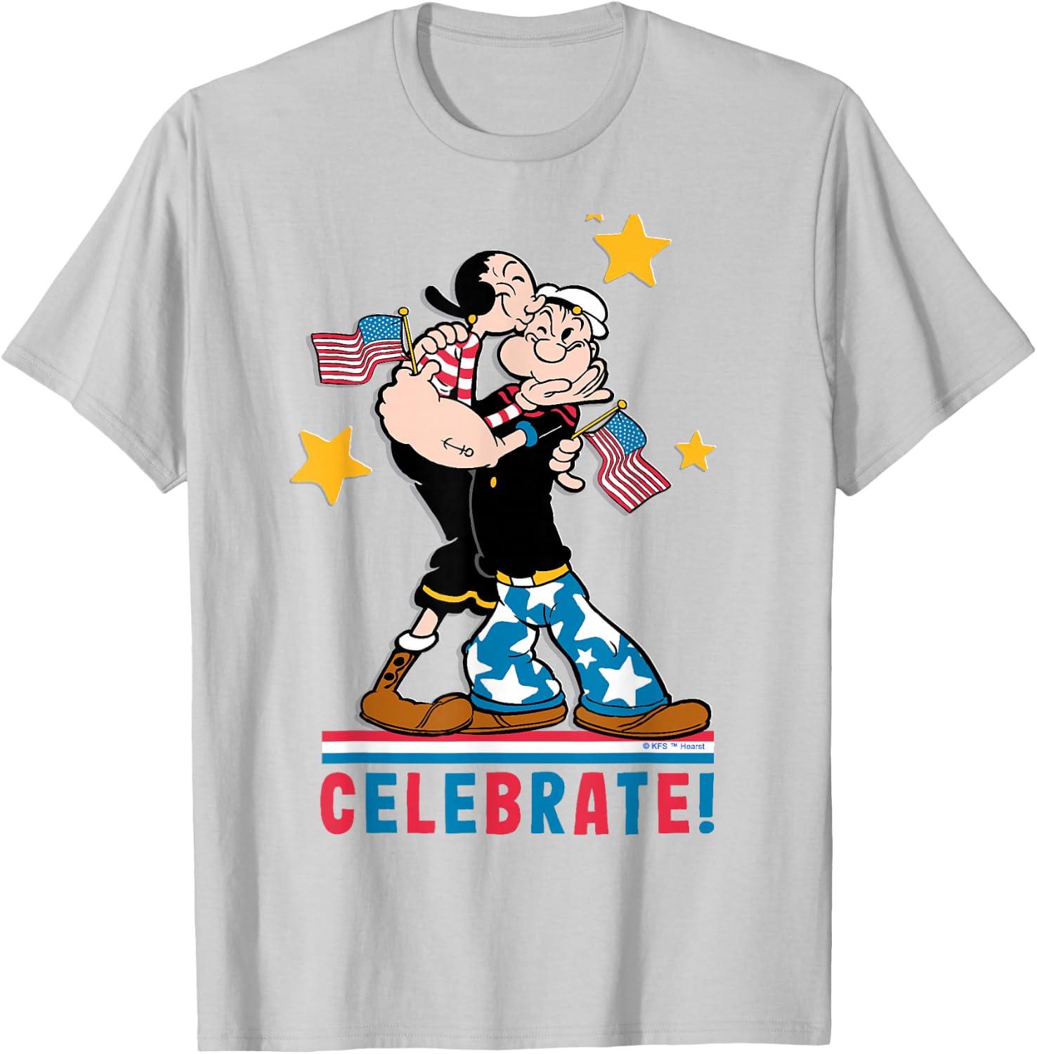 4th July "Popeye and Olive Oyl Patriotic" and Her , White, s T-Shirt - T-Shirt | Ash