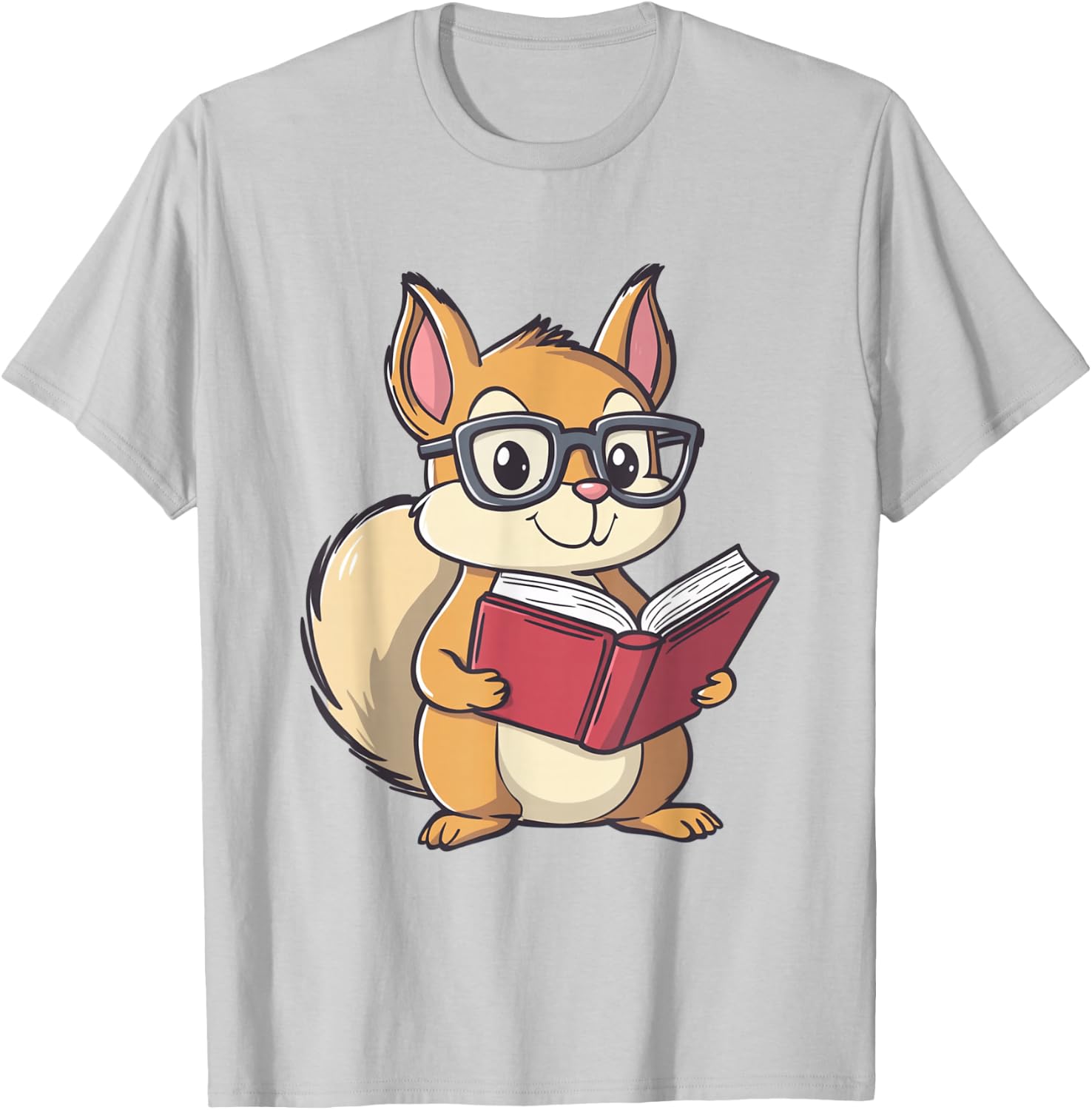 Squirrel Reading Book for Boys Girls Kids Bookworm T-Shirt - T-Shirt | Ash