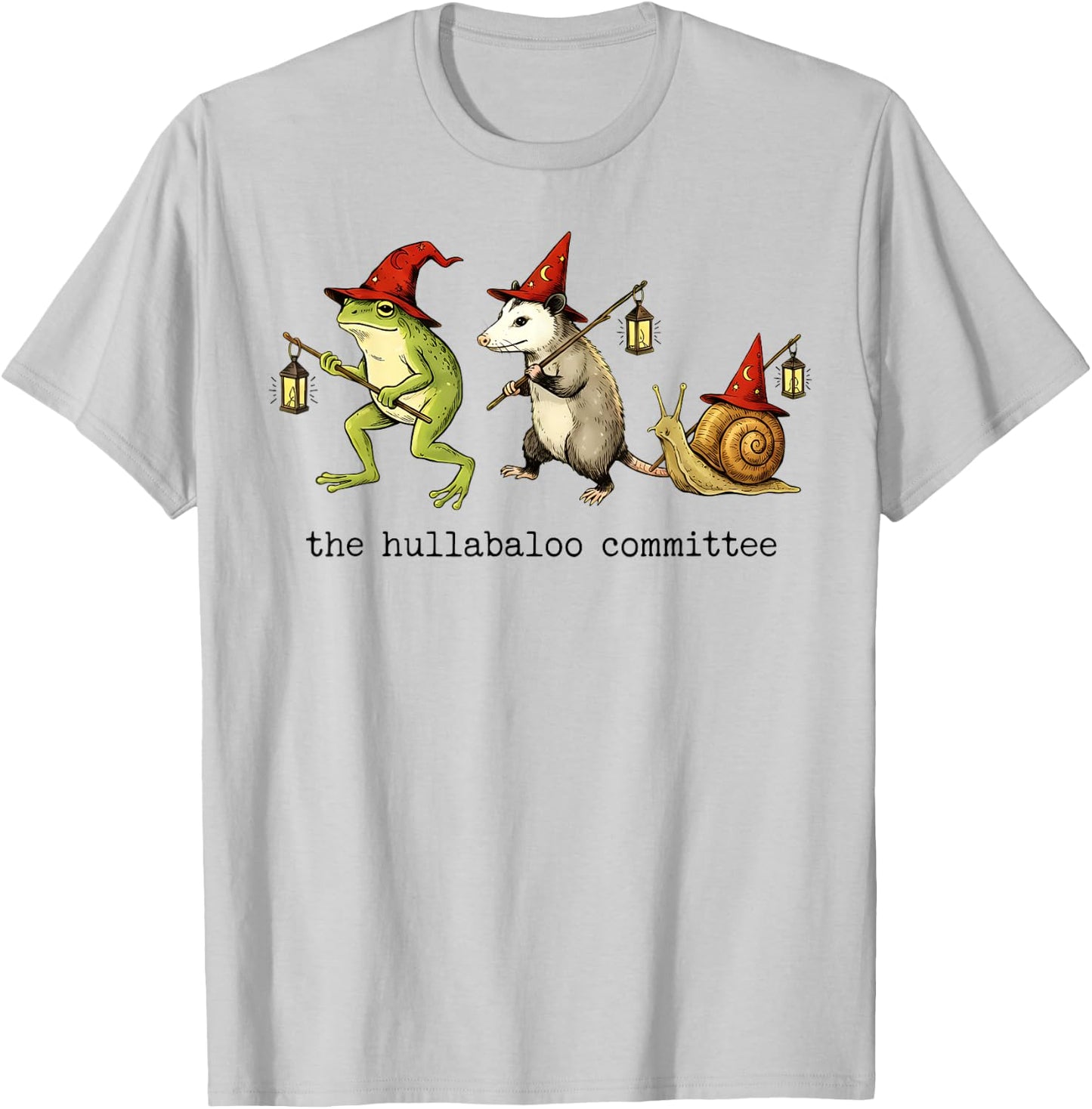 The Hullabaloo Committee Frog Opossum Snail Wizard Title T-Shirt - T-Shirt | Ash