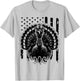 Turkey Hunting Graphic Distressed American Flag T-Shirt - T-Shirt | Ash
