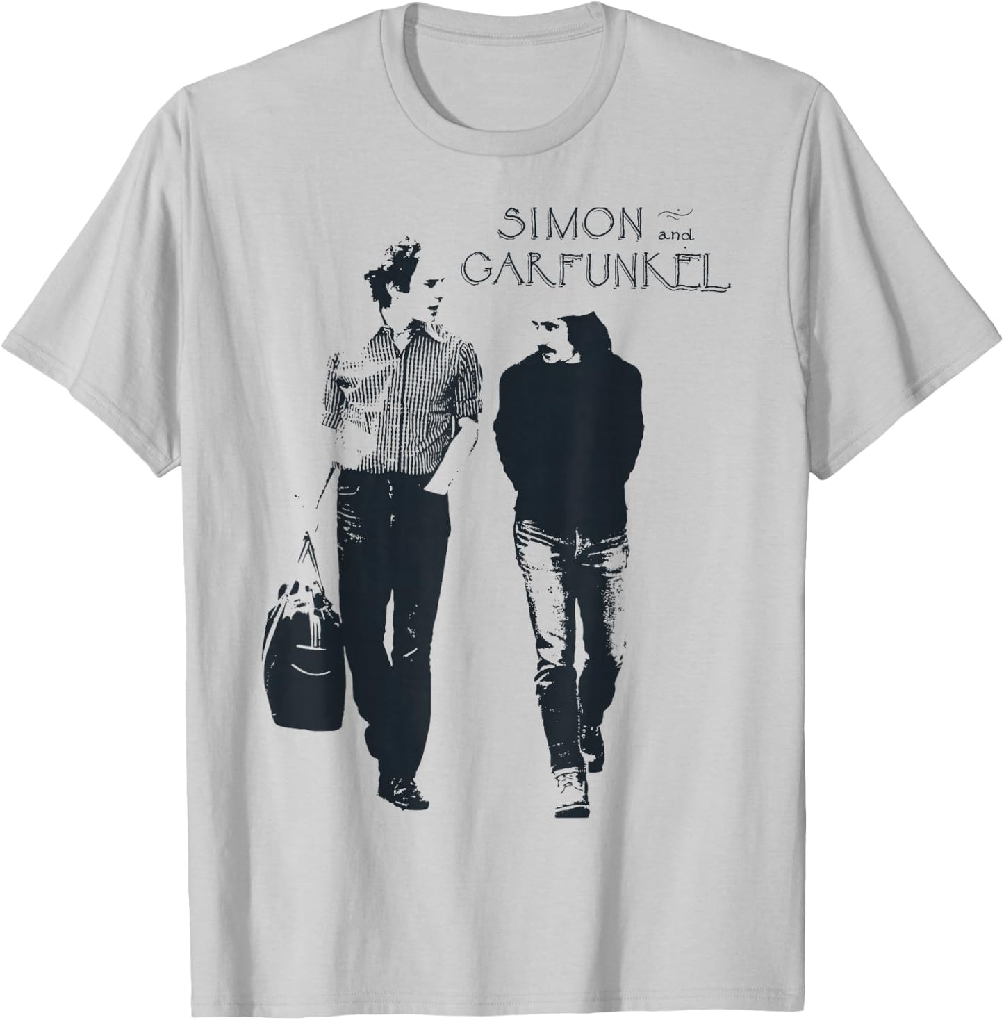 Control Industry - Simon & Garfunkel , Erwachsene & Kinder, Weiß, S, Kurzarm, Cartoon, Klassisch, Schnelltrocknend, Crew-Ausschnitt, Small T-Shirt - T-Shirt | Ash
