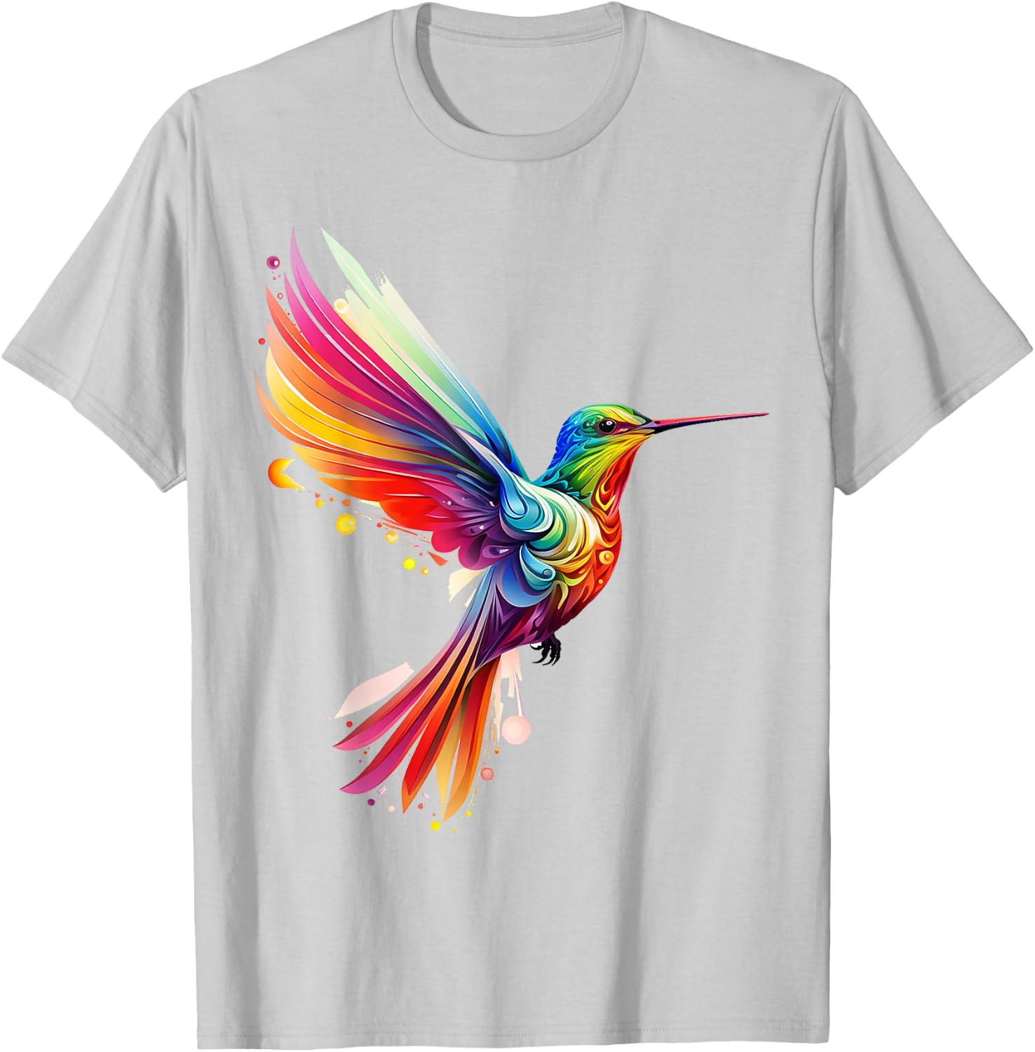Hummingbird Animal Fantasy Zoo Colorful Abstract Hummingbird T-Shirt - T-Shirt | Ash