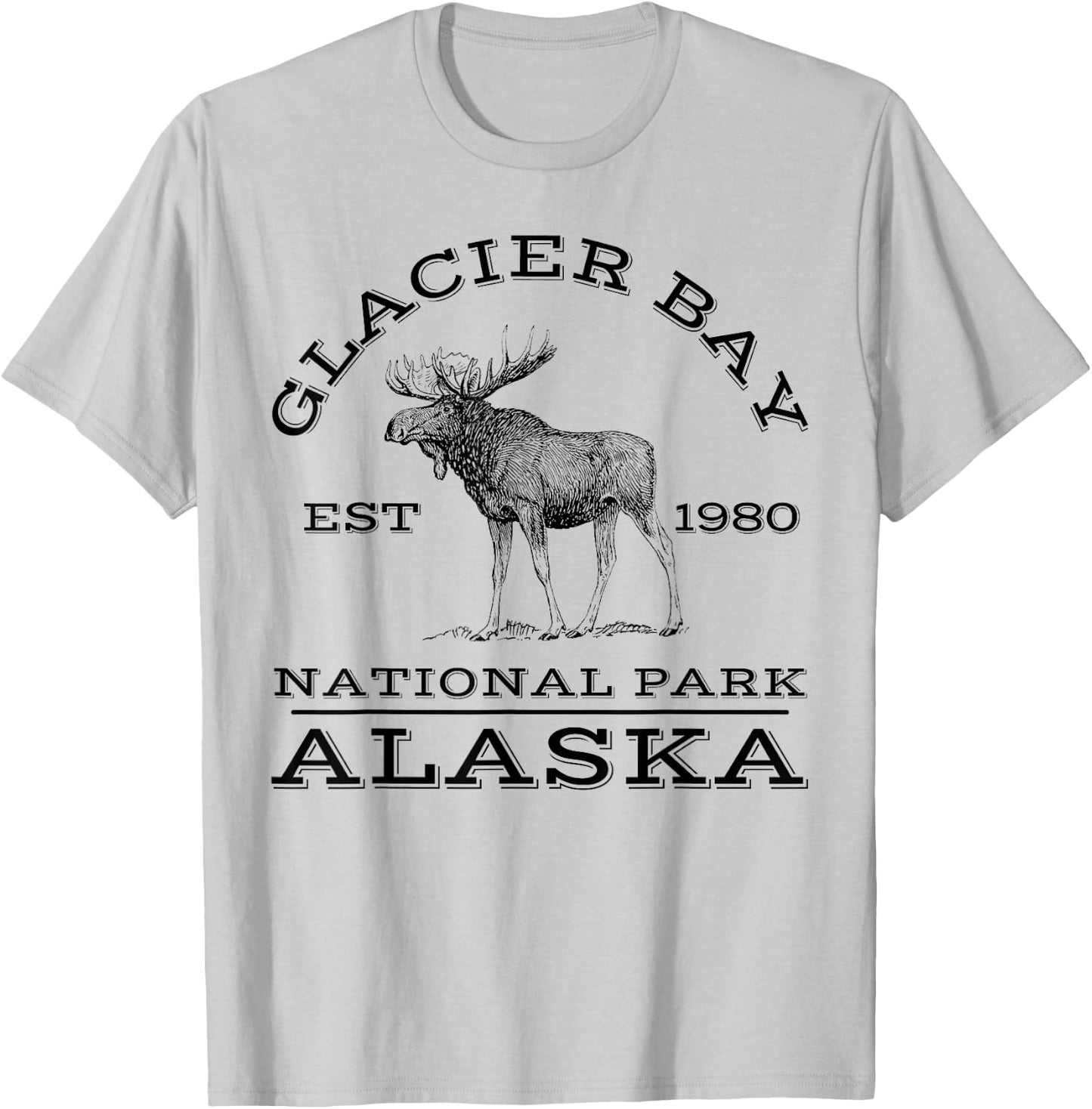 Glacier Bay National Park Alaska Moose Hiking Outdoors T-Shirt - T-Shirt | Ash