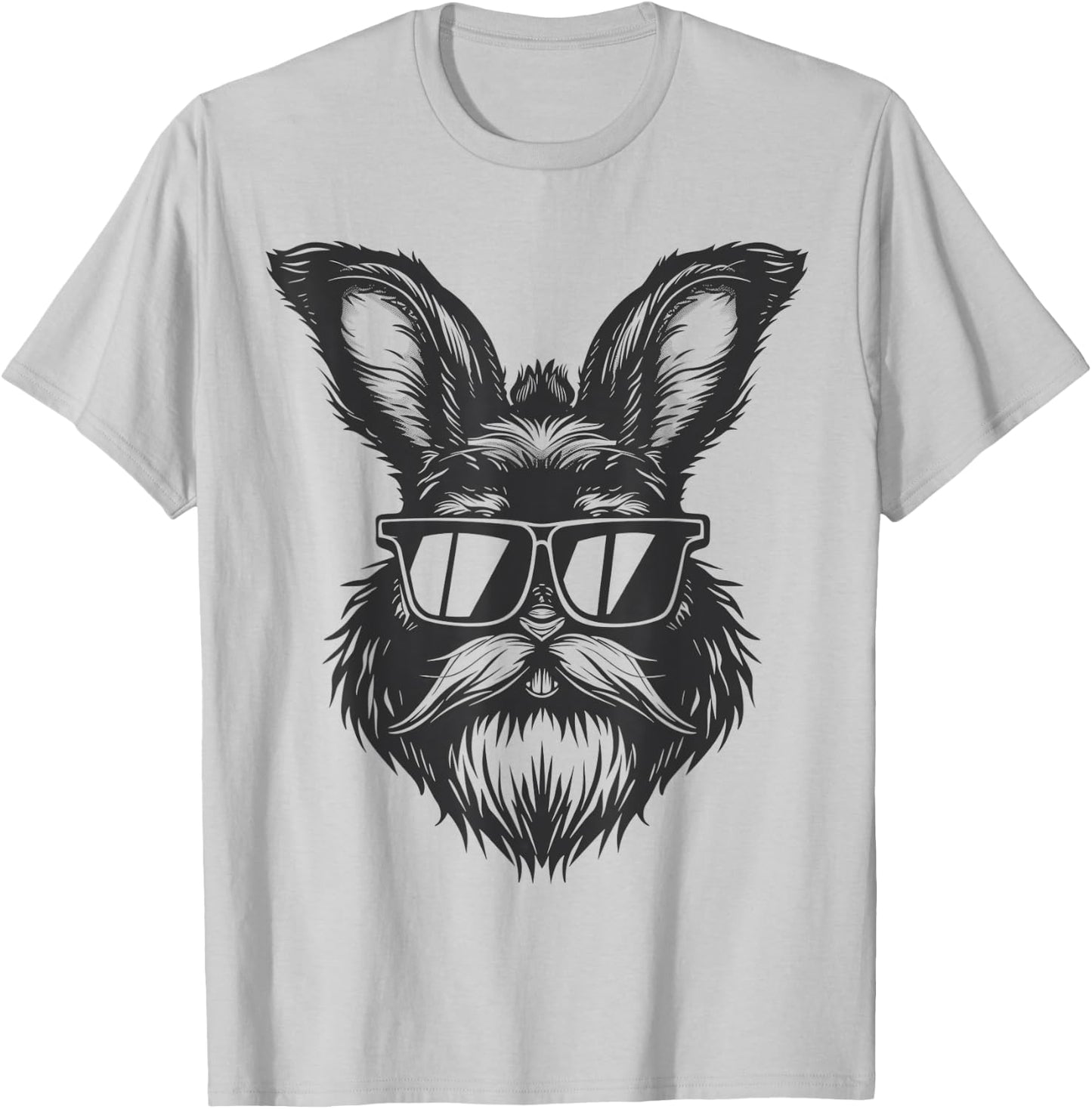 Beard Bunny Face With Sunglasses Easter Day 2024 Men Boy Kid T-Shirt - T-Shirt | Ash