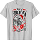 Full Of Holiday Spirit Skeleton Drinking Wine Alcohol Xmas T-Shirt - T-Shirt | Ash