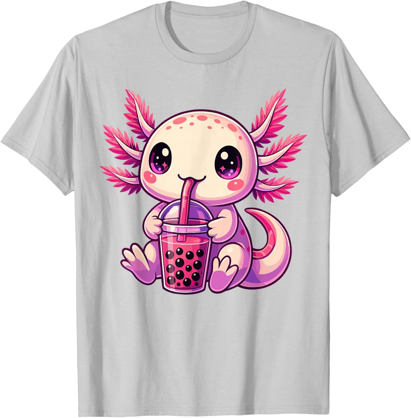 Axolotl Boba Tea Bubble Tea Cute Axolotl T-Shirt - T-Shirt | Ash