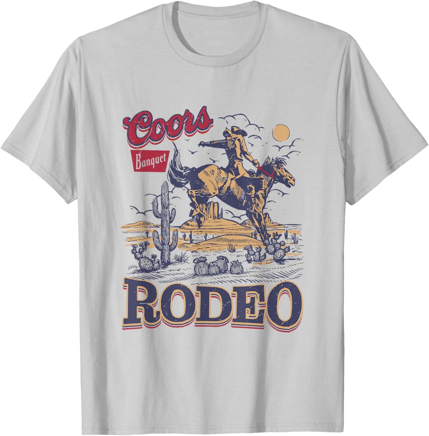 Cowboys Rodeo Retro Western Cowboy Riding Horse T-Shirt - T-Shirt | Ash