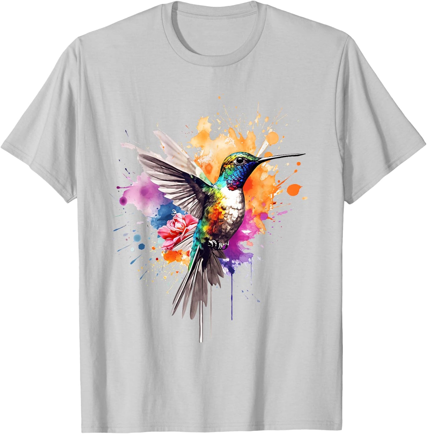 Hummingbird Animal Zoo Colourful Hummingbird , White T-Shirt - T-Shirt | Ash