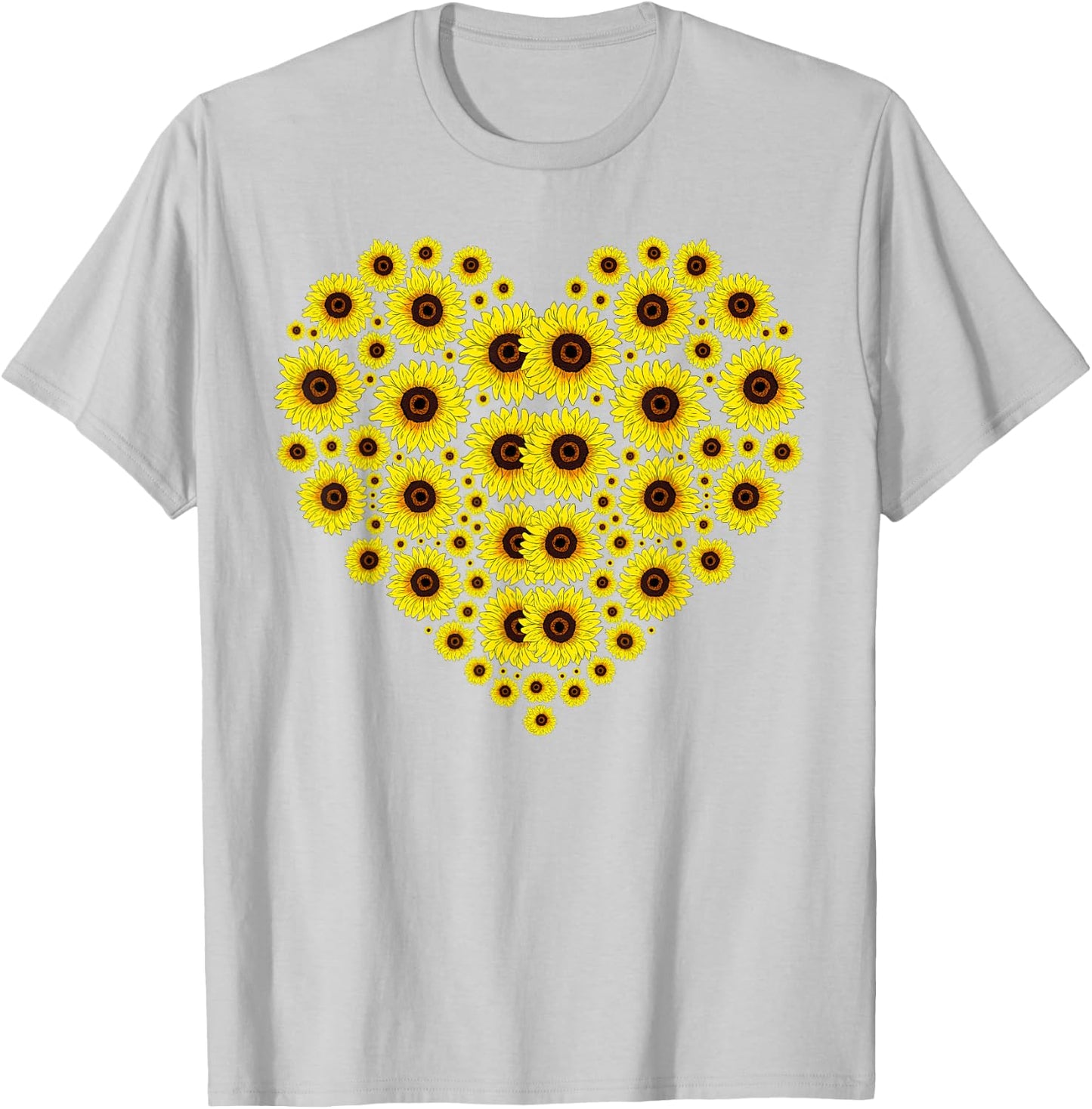 Hippie Sunflowers Blossoms Heart Nature Yellow Sunflower , White T-Shirt - T-Shirt | Ash