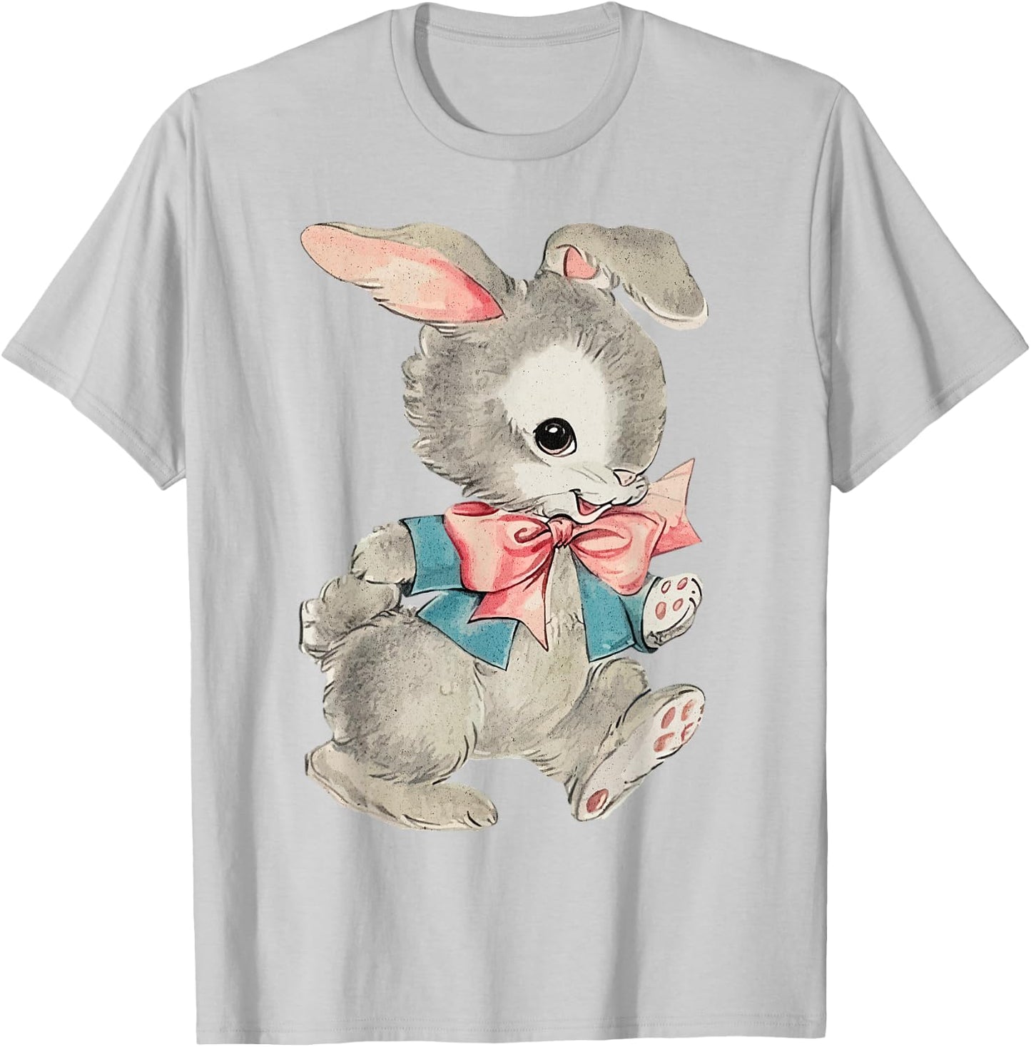 Vintage Easter Cute Easter Bunny Rabbit Spring Retro Vintage T-Shirt - T-Shirt | Ash