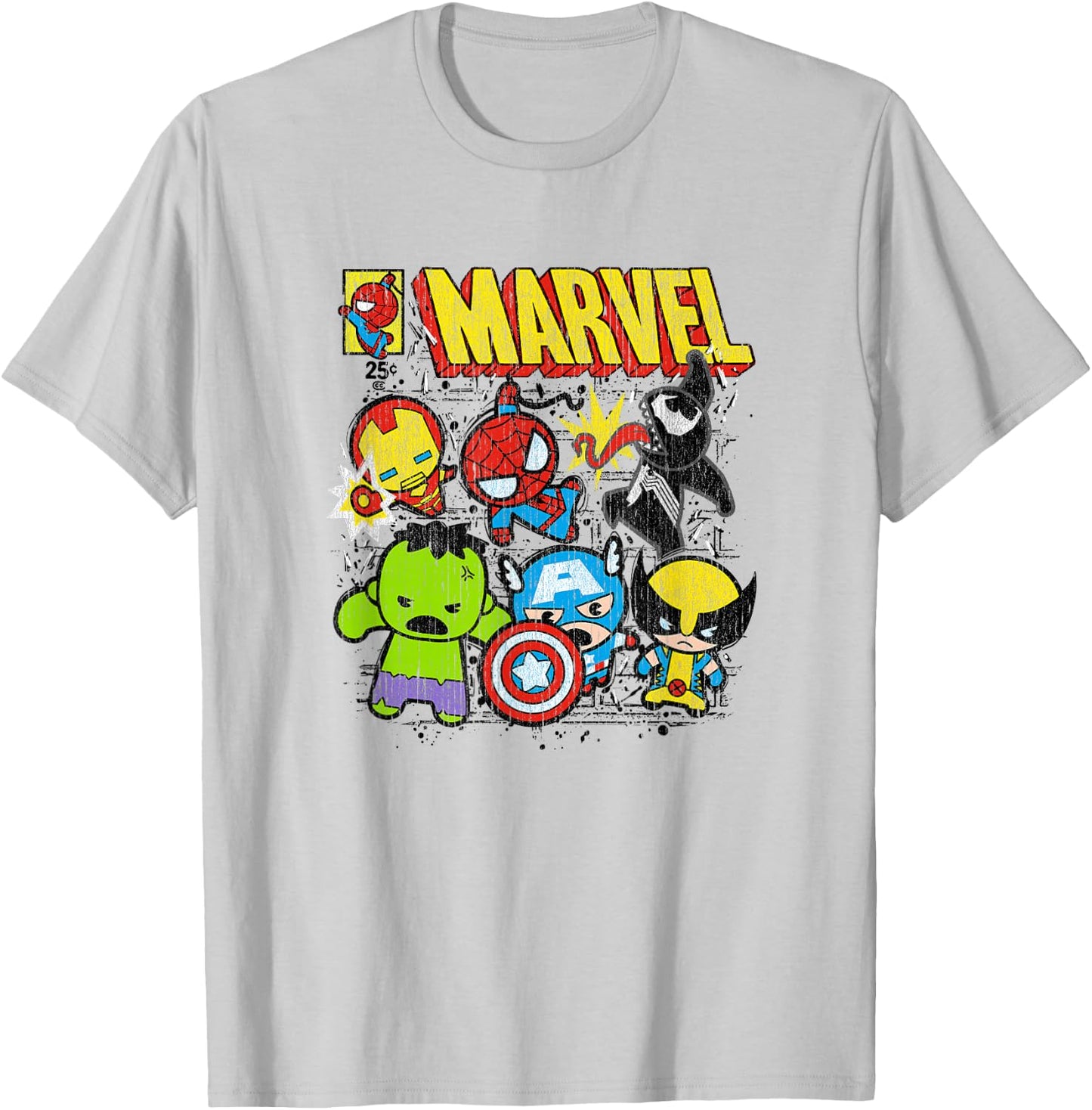 Marvel Kawaii Chibi Avengers Spidey VS Venom Vintage Comic T-Shirt - T-Shirt | Ash